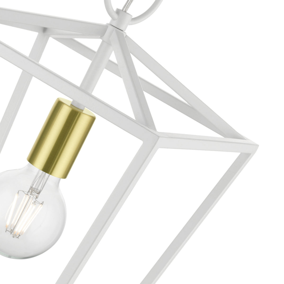 Livex Lighting - 49432-03 - One Light Lantern - Devone - White w/ Satin Brass