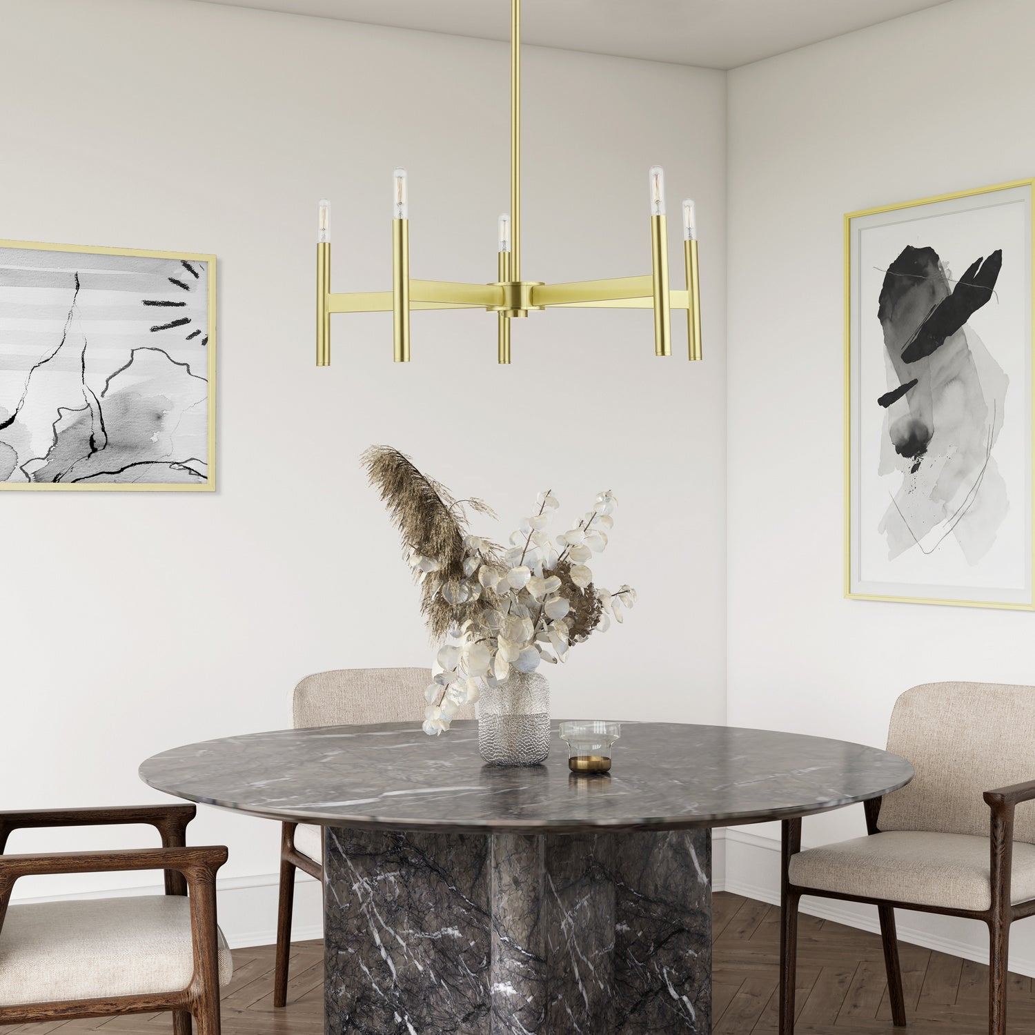 Livex Lighting - 51175-12 - Five Light Chandelier - Copenhagen - Satin Brass