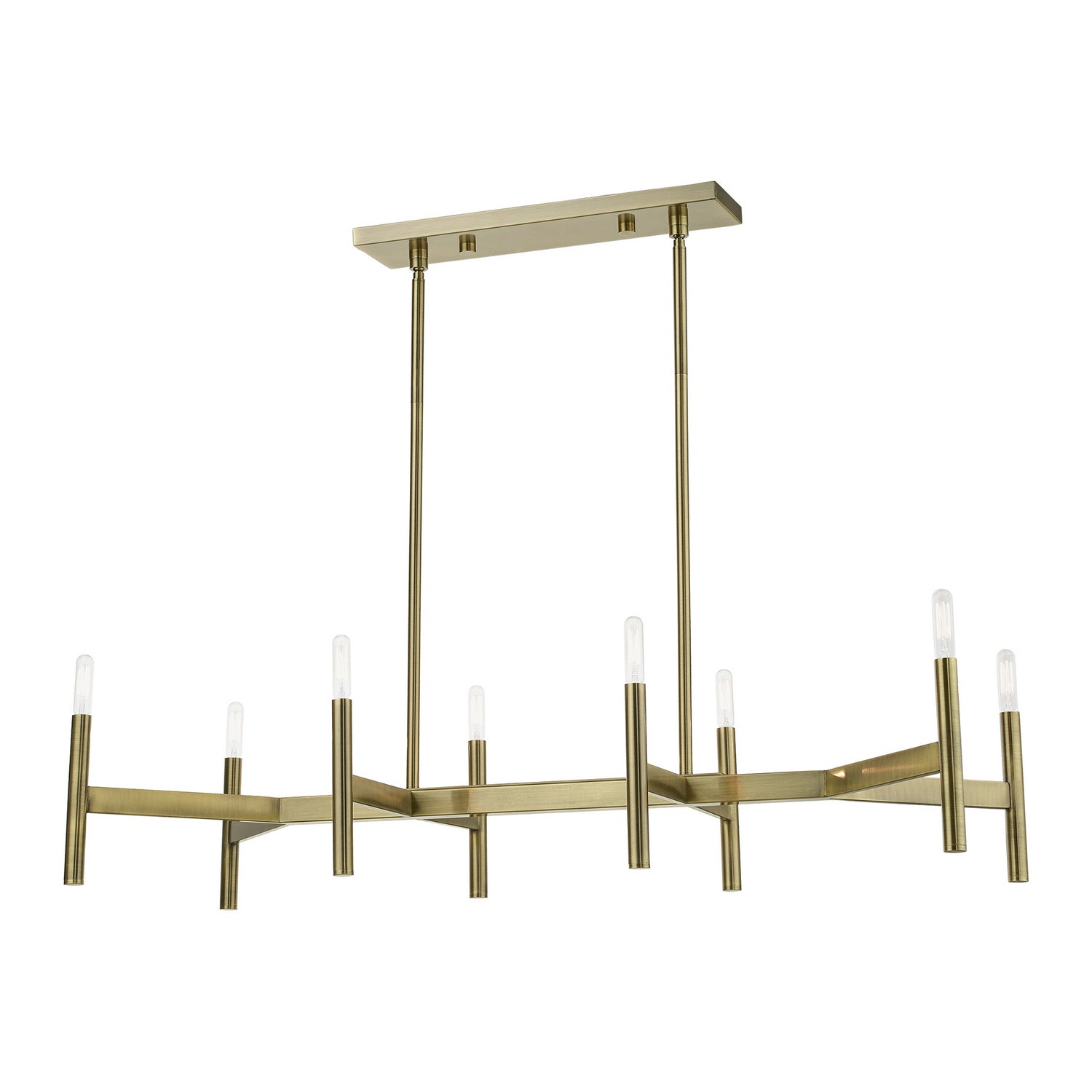 Livex Lighting - 51178-01 - Eight Light Linear Chandelier - Copenhagen - Antique Brass
