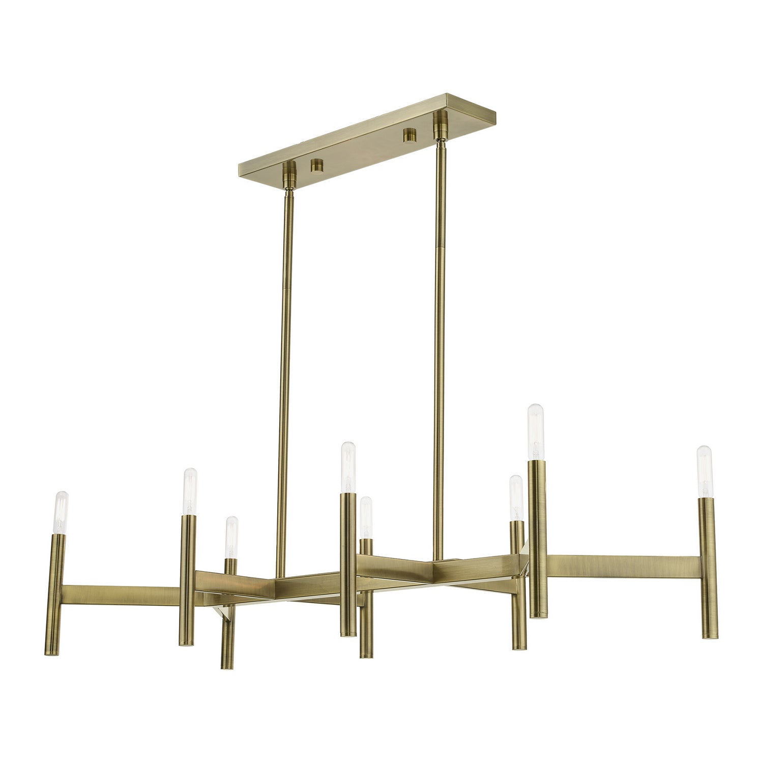 Livex Lighting - 51178-01 - Eight Light Linear Chandelier - Copenhagen - Antique Brass