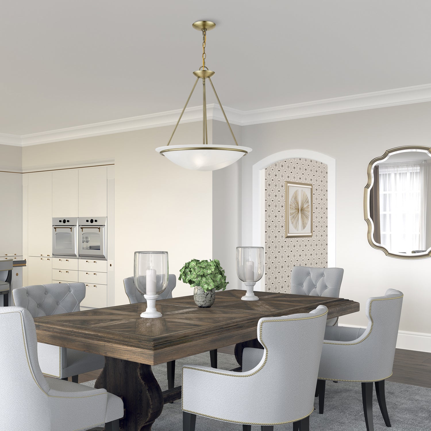 Livex Lighting - 4826-01 - Three Light Pendant - Newburgh - Antique Brass