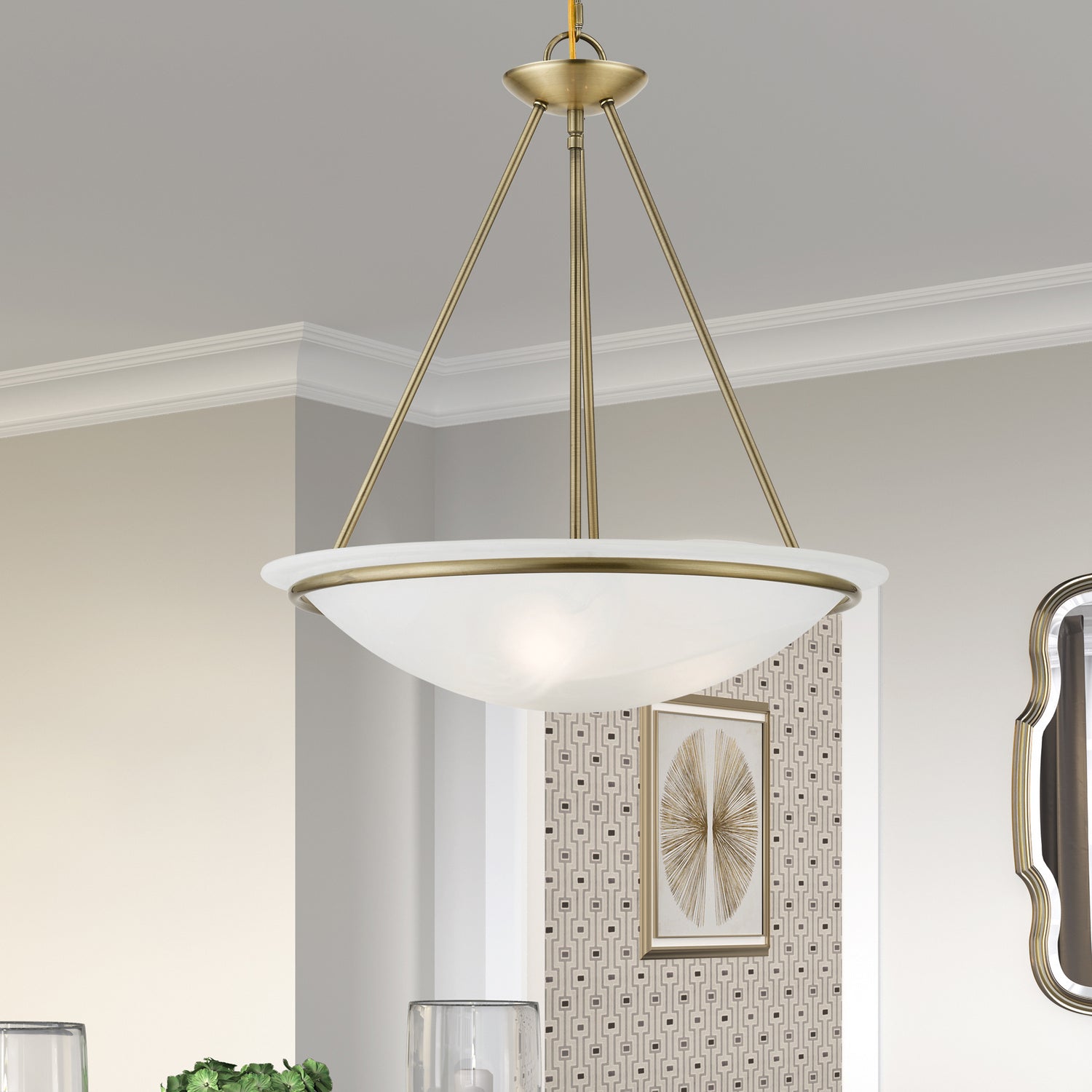 Livex Lighting - 4826-01 - Three Light Pendant - Newburgh - Antique Brass