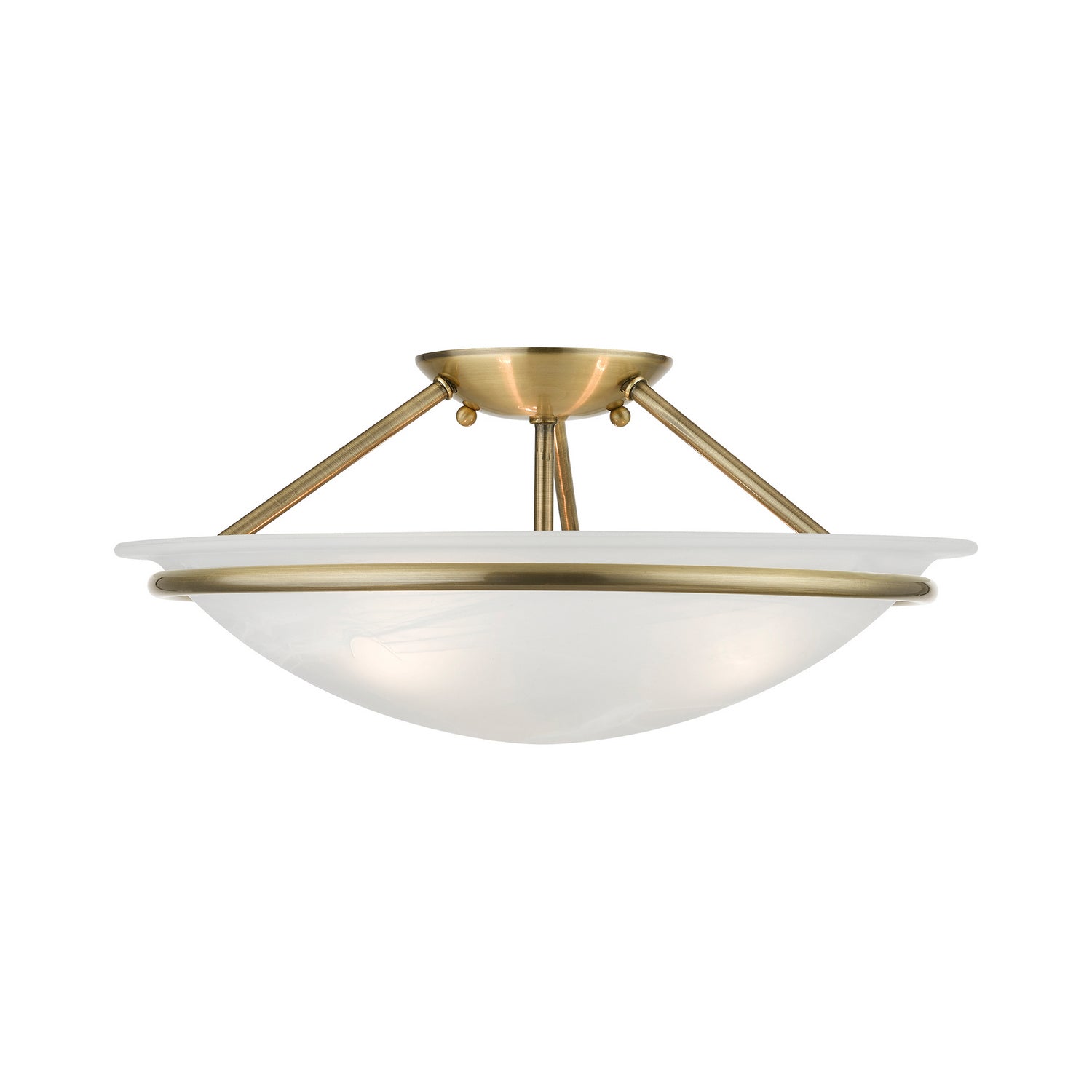 Livex Lighting - 4824-01 - Three Light Semi-Flush Mount - Newburgh - Antique Brass