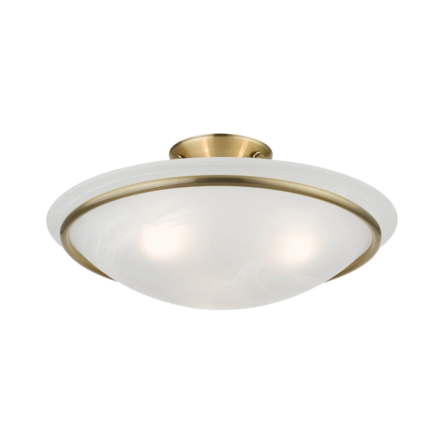 Livex Lighting - 4824-01 - Three Light Semi-Flush Mount - Newburgh - Antique Brass