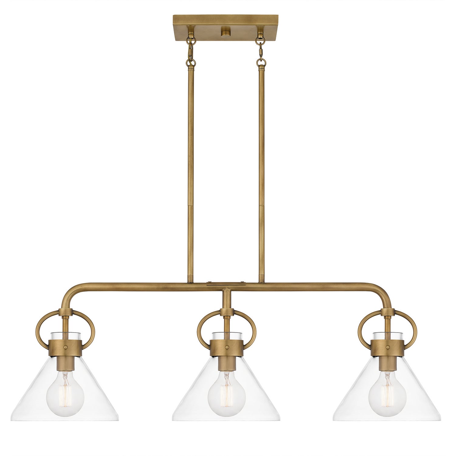 Quoizel - WBS136WS - Three Light Linear Chandelier - Webster - Weathered Brass