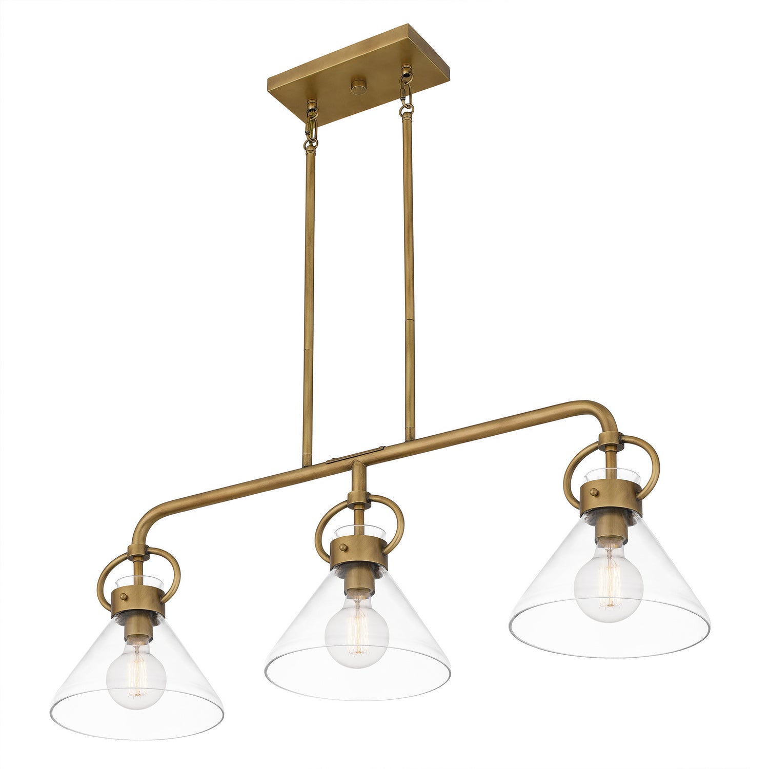 Quoizel - WBS136WS - Three Light Linear Chandelier - Webster - Weathered Brass