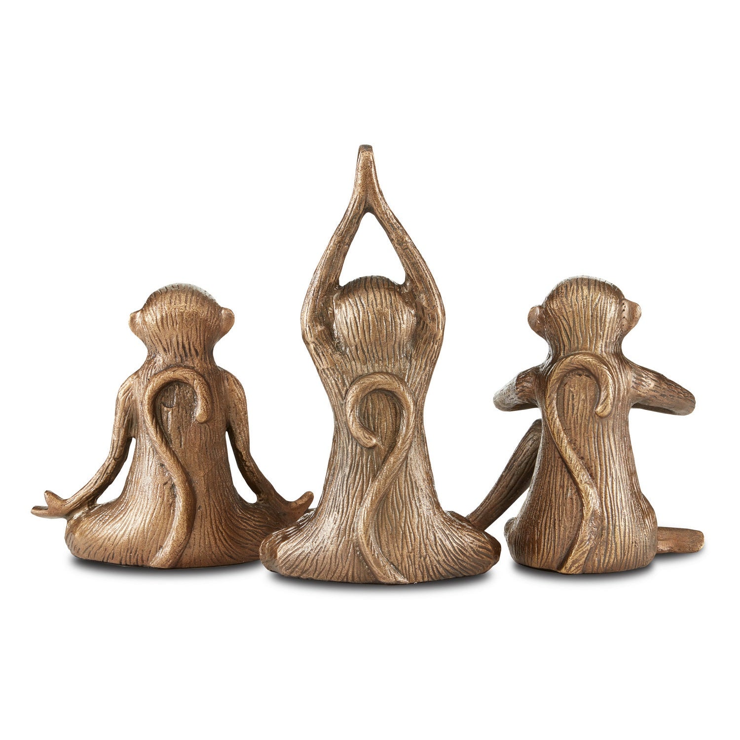 Currey and Company - 1200-0518 - Monkey Set of 3 - Zen Brass Monkey Set of 3 - Antique Brass