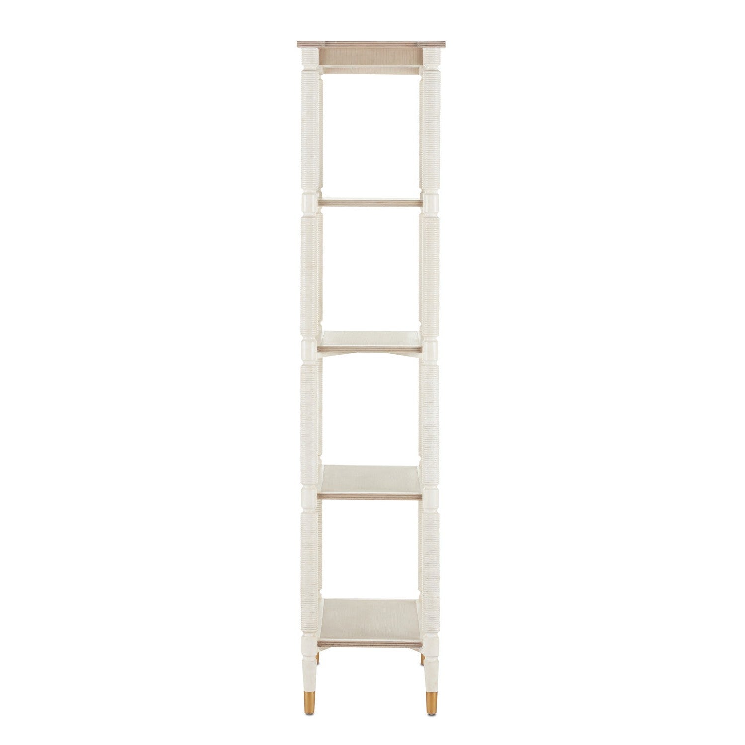 Currey and Company - 3000-0203 - Etagere - Aster Collection - Off White/Fog/Brass