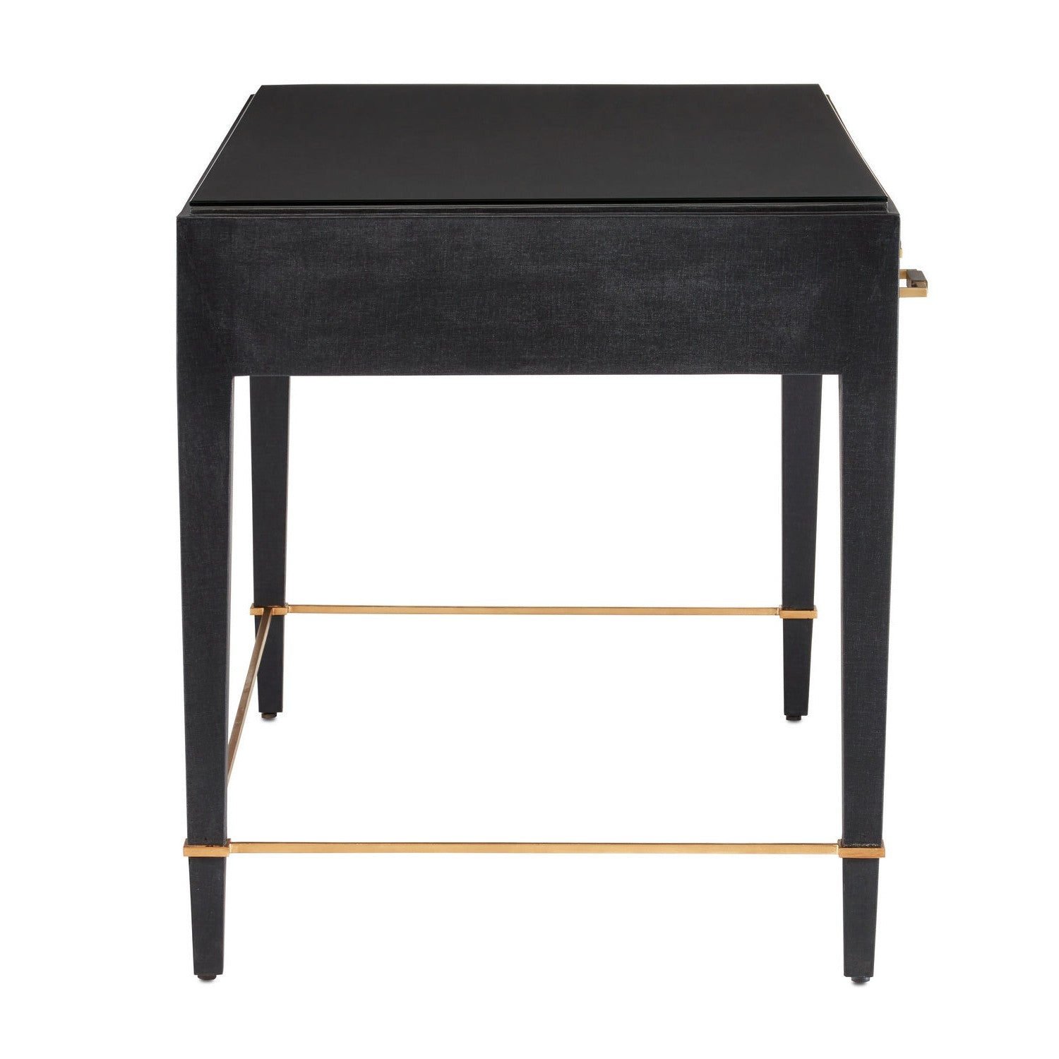 Currey and Company - 3000-0207 - Desk - Verona Collection - Black Lacquered Linen/Champagne