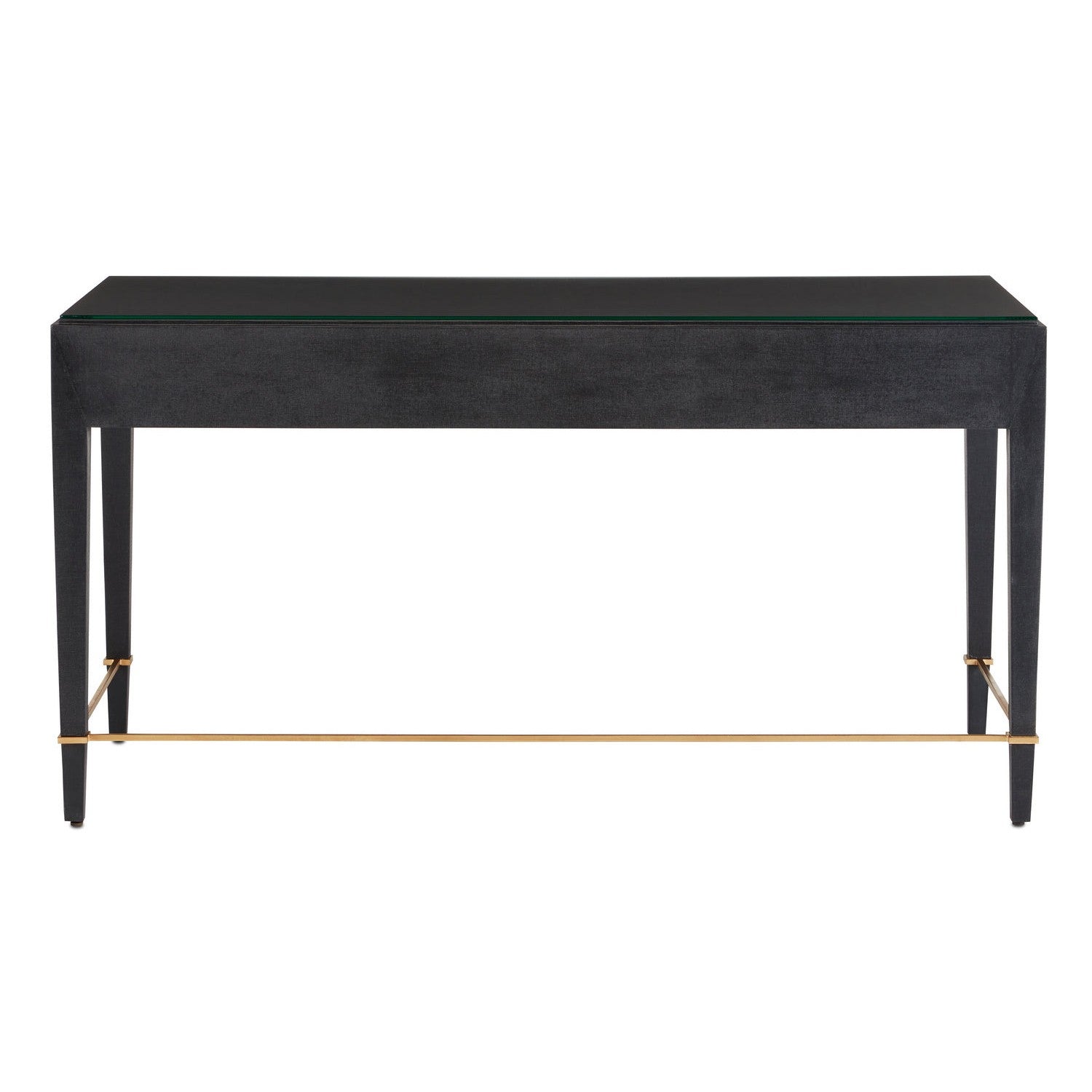 Currey and Company - 3000-0207 - Desk - Verona Collection - Black Lacquered Linen/Champagne