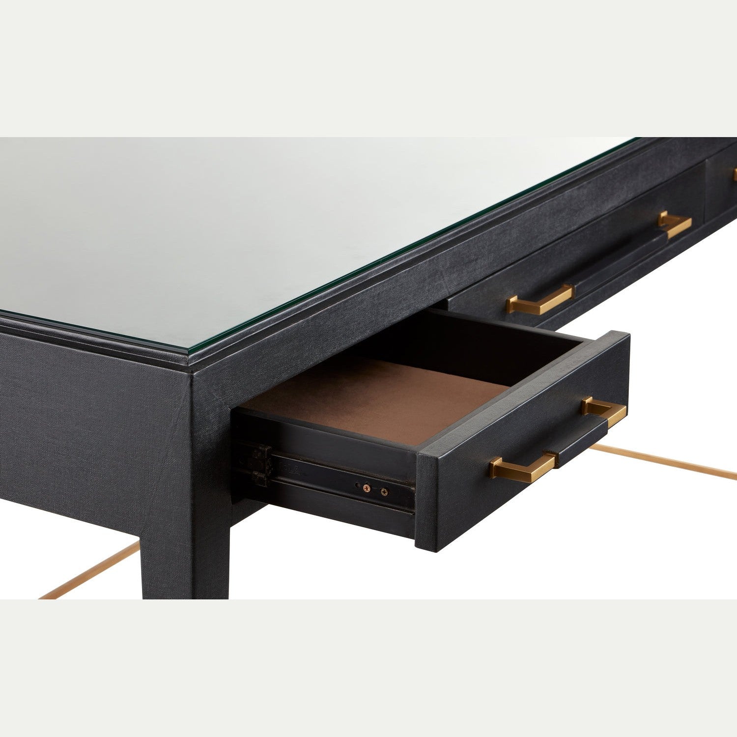 Currey and Company - 3000-0207 - Desk - Verona Collection - Black Lacquered Linen/Champagne