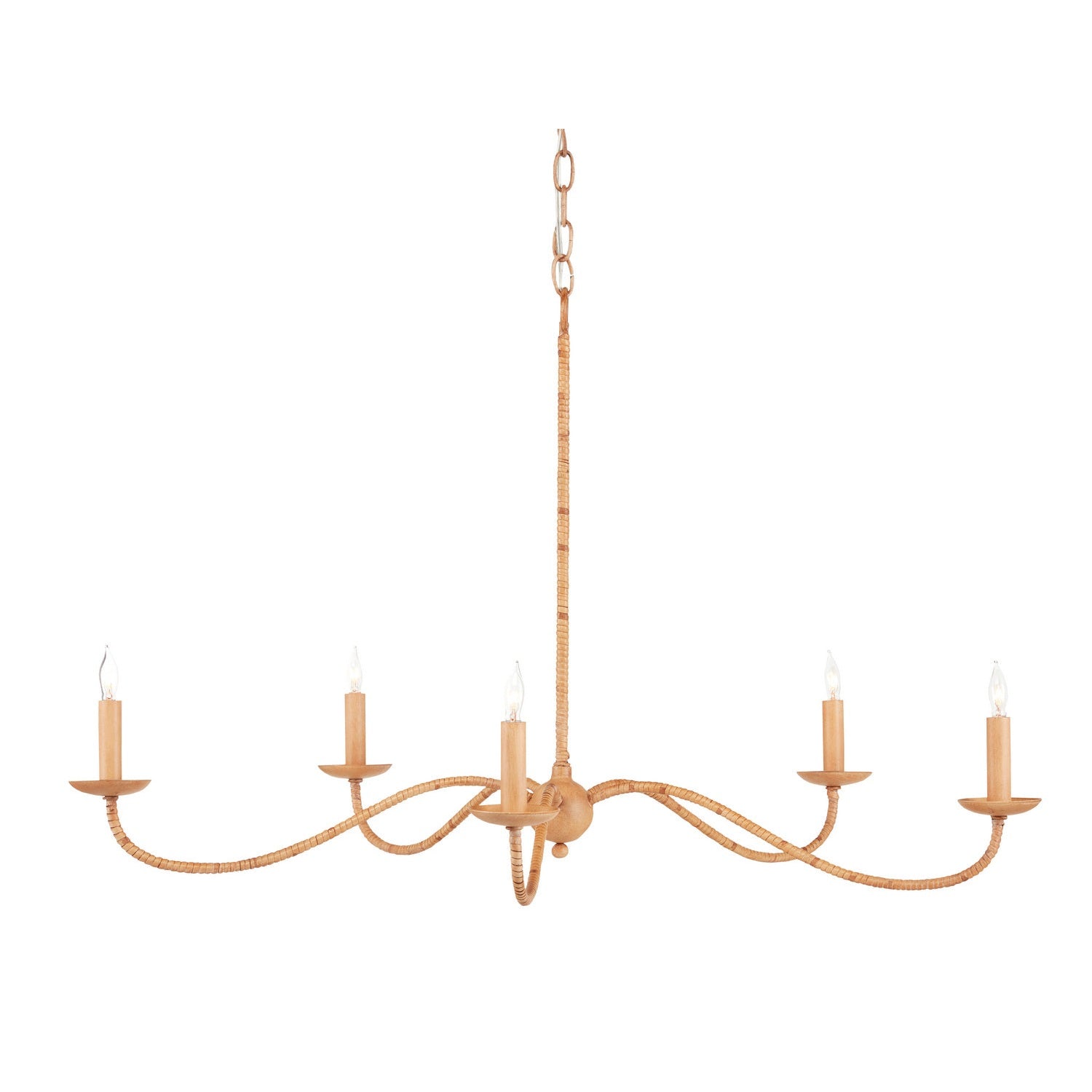 Currey and Company - 9000-0848 - Five Light Chandelier - Saxon Collection - Saddle Tan/Natural Rattan