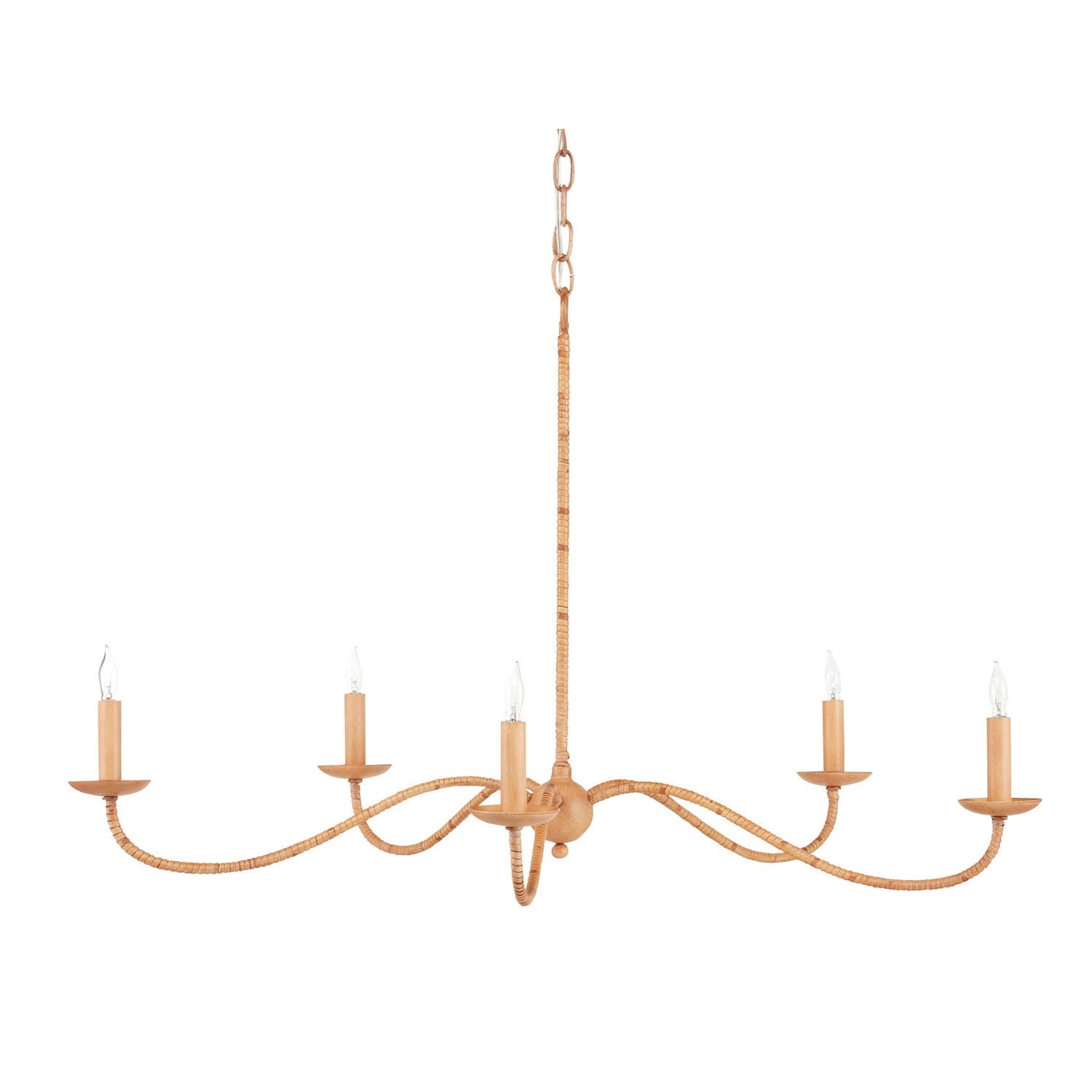 Currey and Company - 9000-0848 - Five Light Chandelier - Saxon Collection - Saddle Tan/Natural Rattan