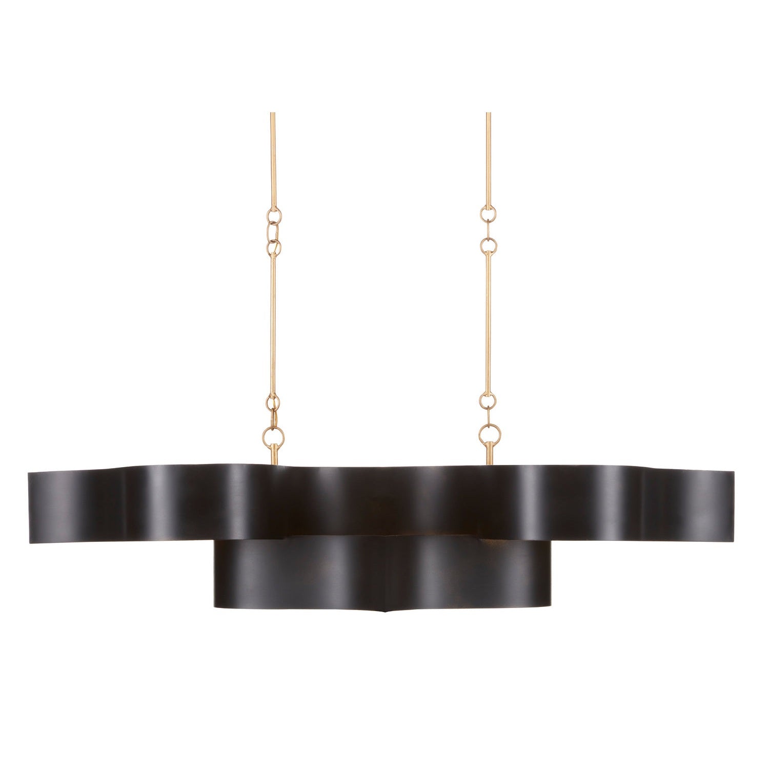 Currey and Company - 9000-0853 - Six Light Chandelier - Grand Lotus Collection - Satin Black/Contemporary Gold Leaf