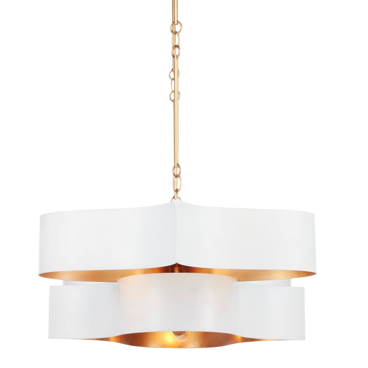 Currey and Company - 9000-0854 - Six Light Chandelier - Grand Lotus Collection - Sugar White/Contemporary Gold Leaf