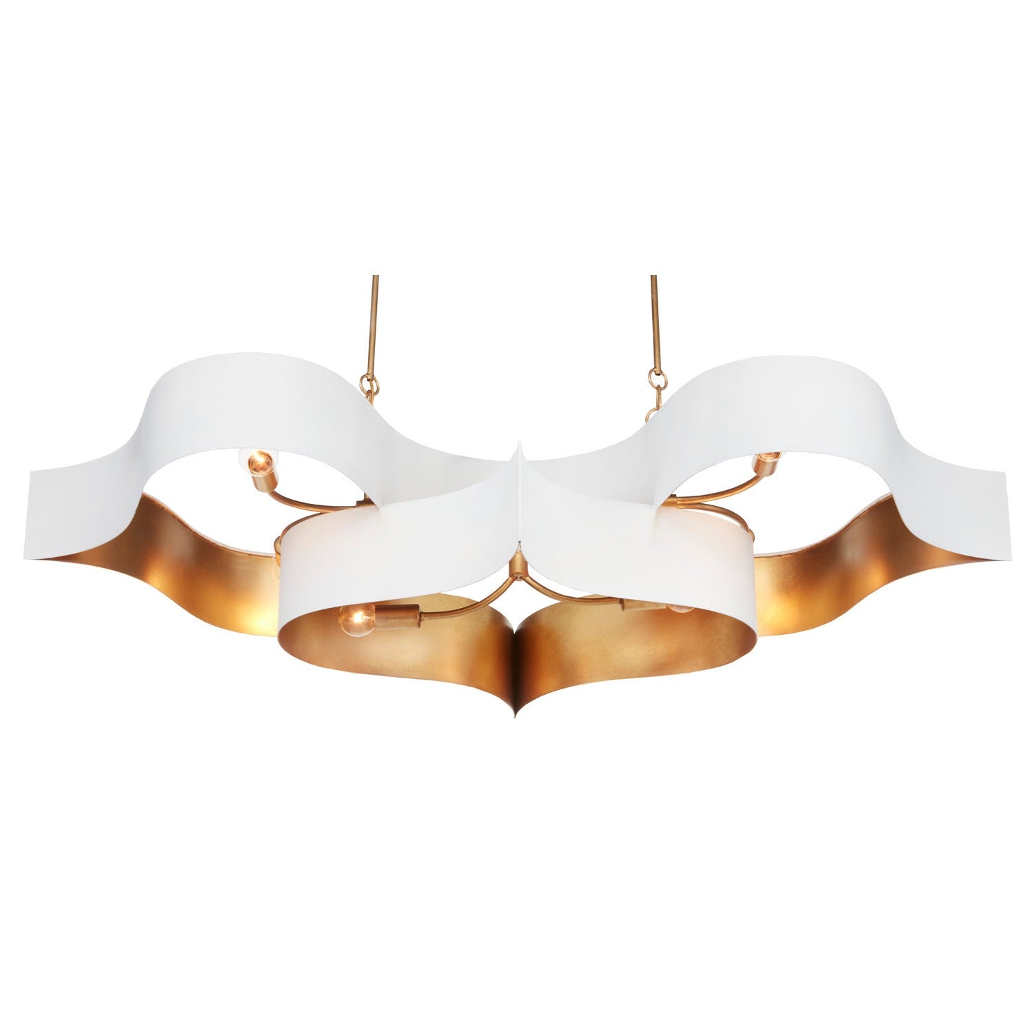 Currey and Company - 9000-0854 - Six Light Chandelier - Grand Lotus Collection - Sugar White/Contemporary Gold Leaf