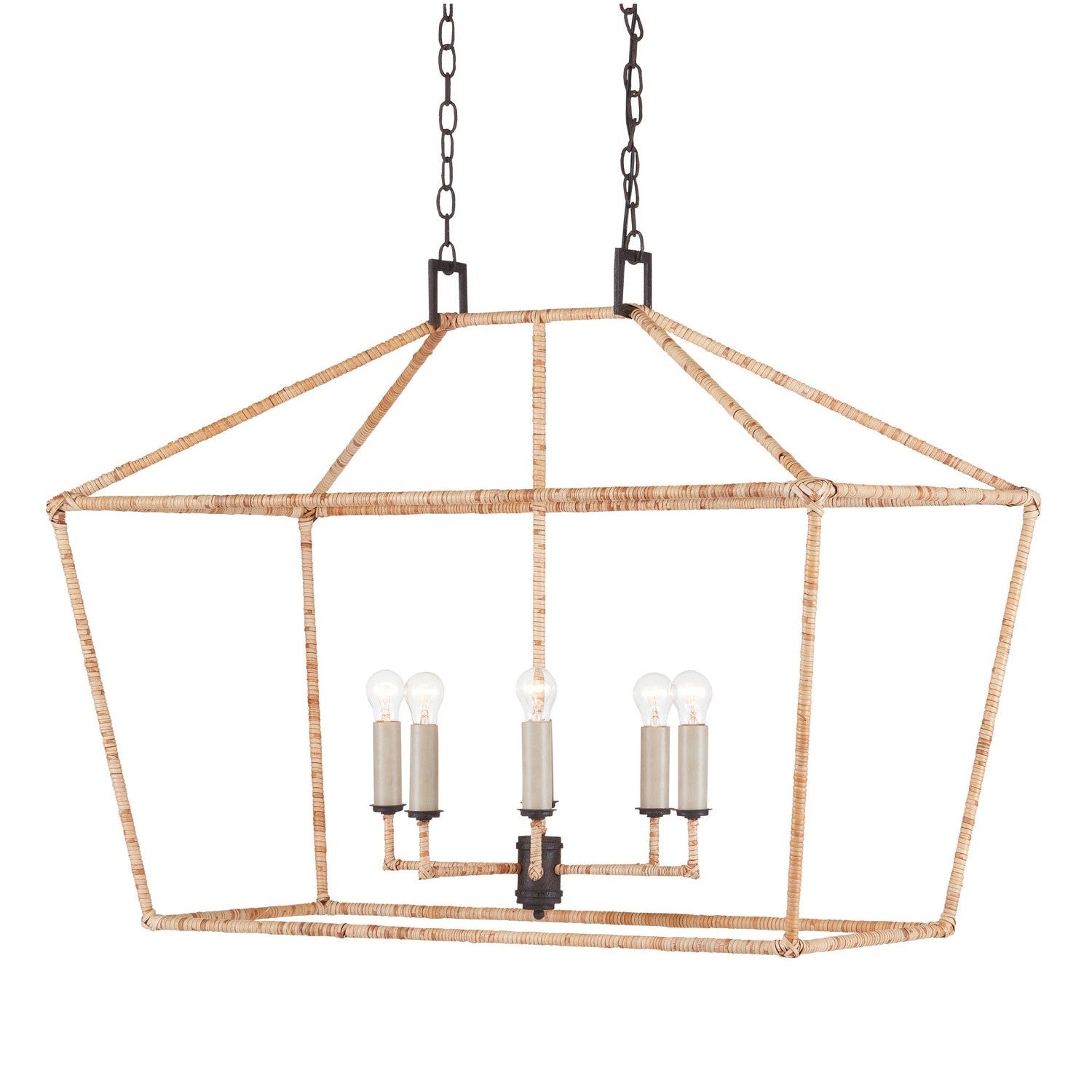 Currey and Company - 9000-0874 - Six Light Lantern - Denison Collection - Molé Black/Natural