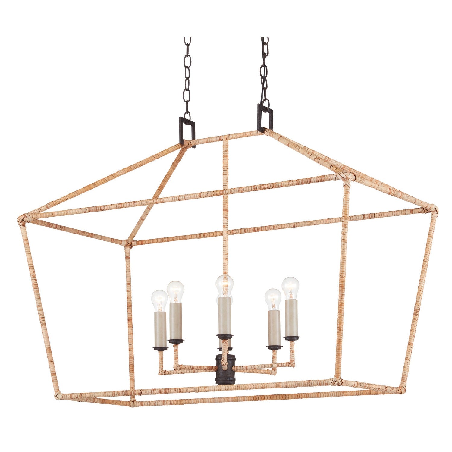 Currey and Company - 9000-0874 - Six Light Lantern - Denison Collection - Molé Black/Natural