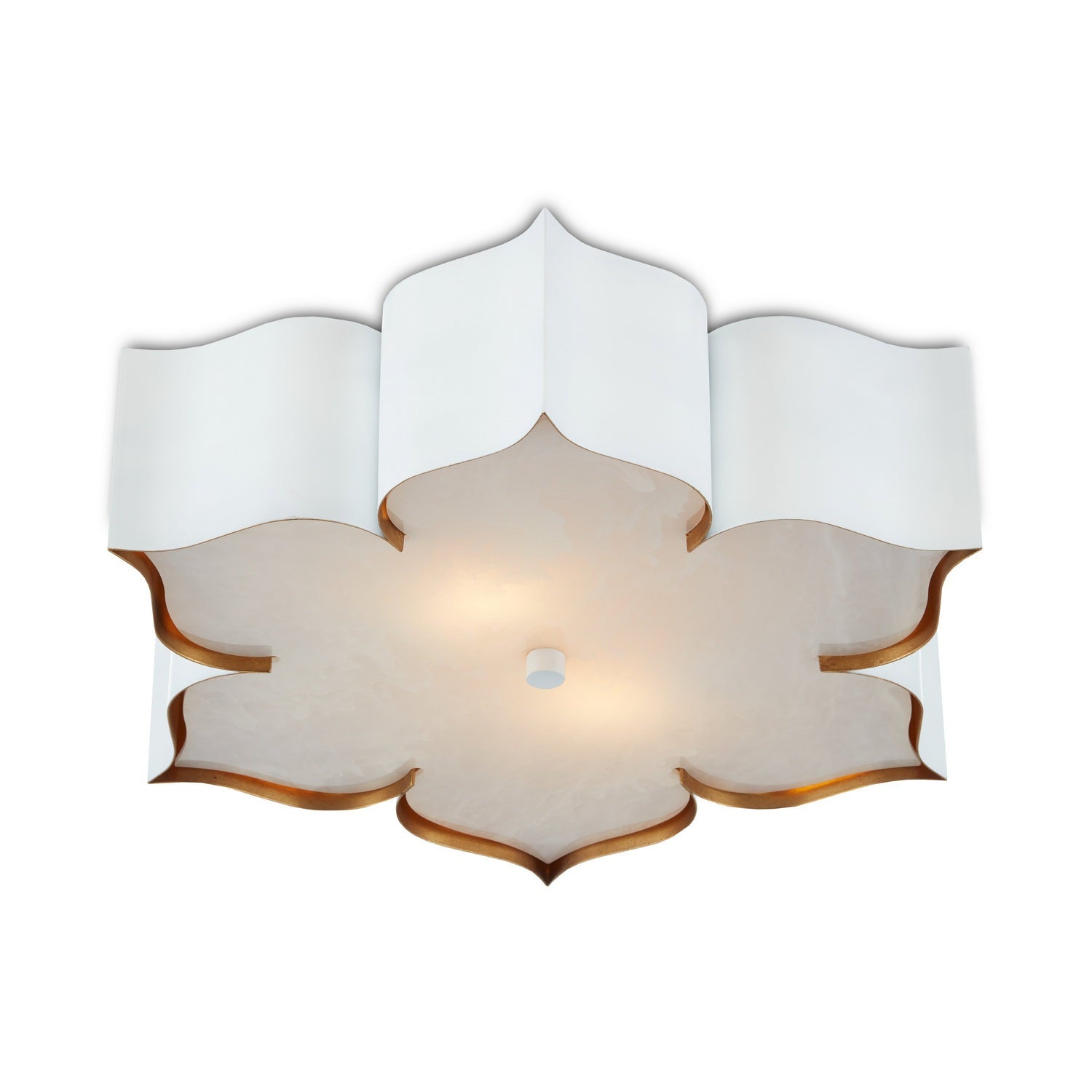 Currey and Company - 9999-0059 - Two Light Flush Mount - Grand Lotus Collection - Sugar White/ Contemporary Gold