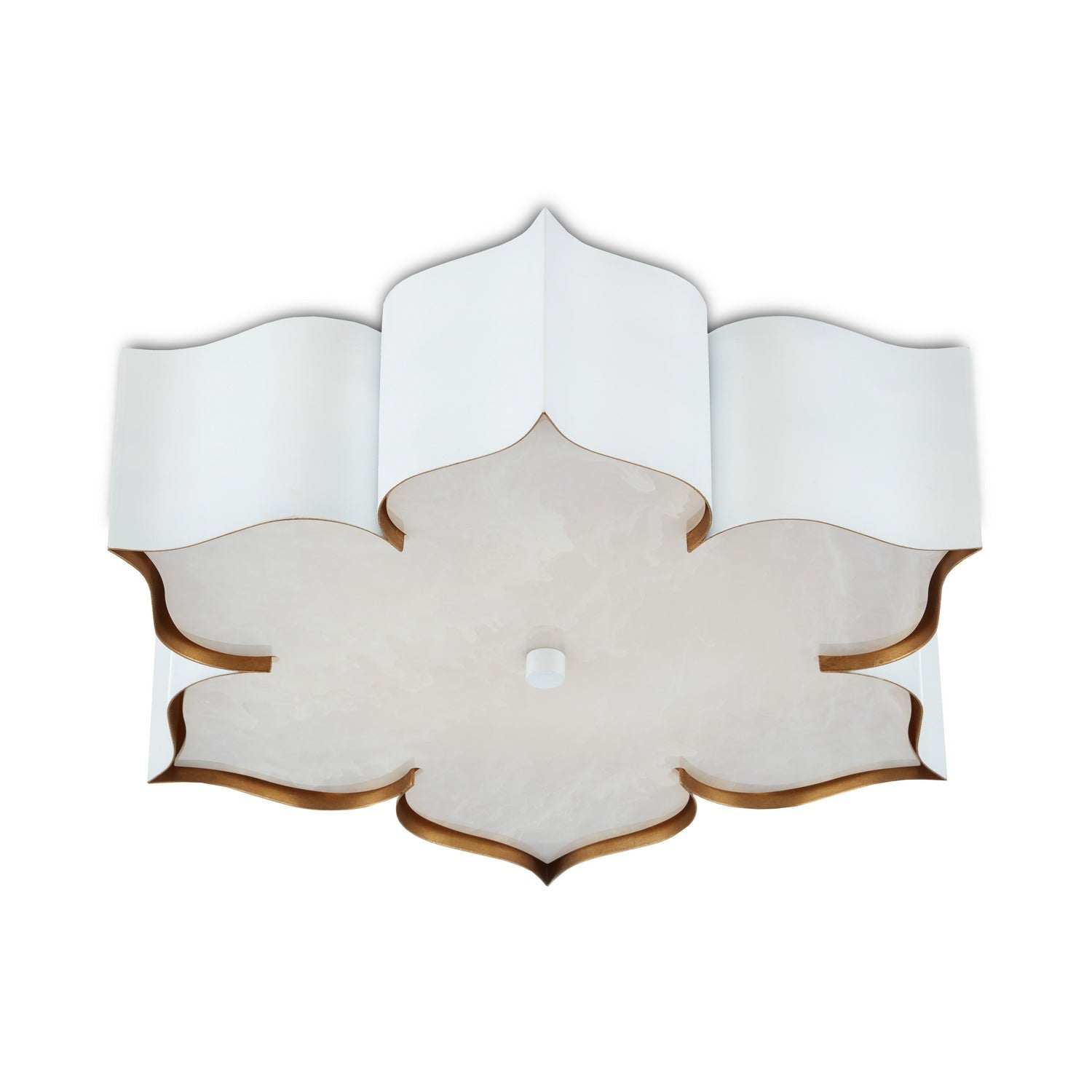 Currey and Company - 9999-0059 - Two Light Flush Mount - Grand Lotus Collection - Sugar White/ Contemporary Gold