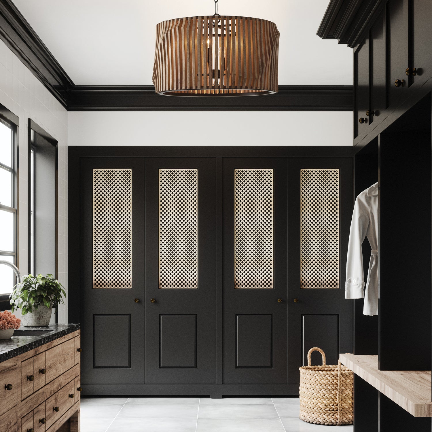 Capital Lighting - 344642WK - Four Light Pendant - Archer - Light Wood and Matte Black
