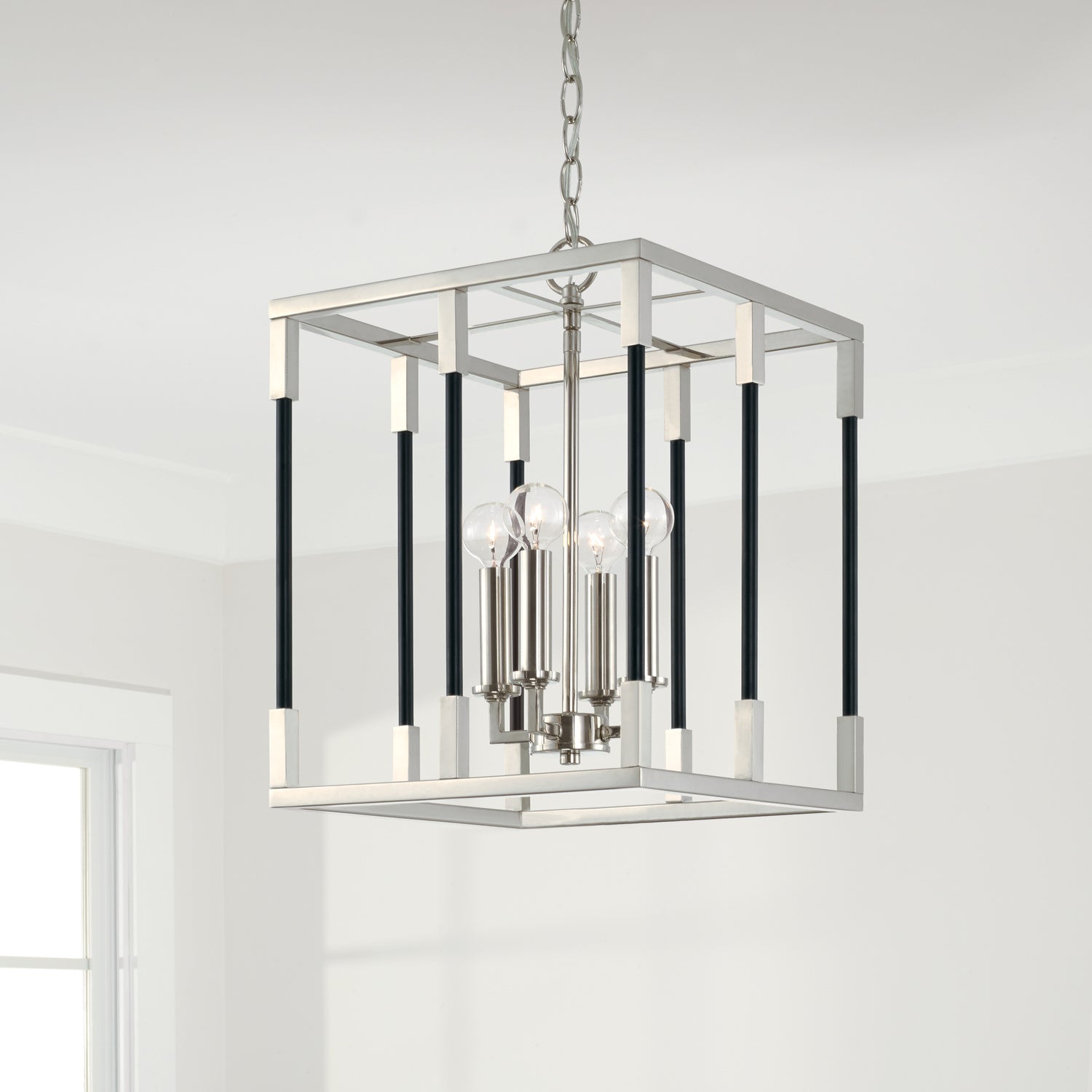 Capital Lighting - 544741NK - Four Light Foyer Pendant - Bleeker - Polished Nickel and Matte Black