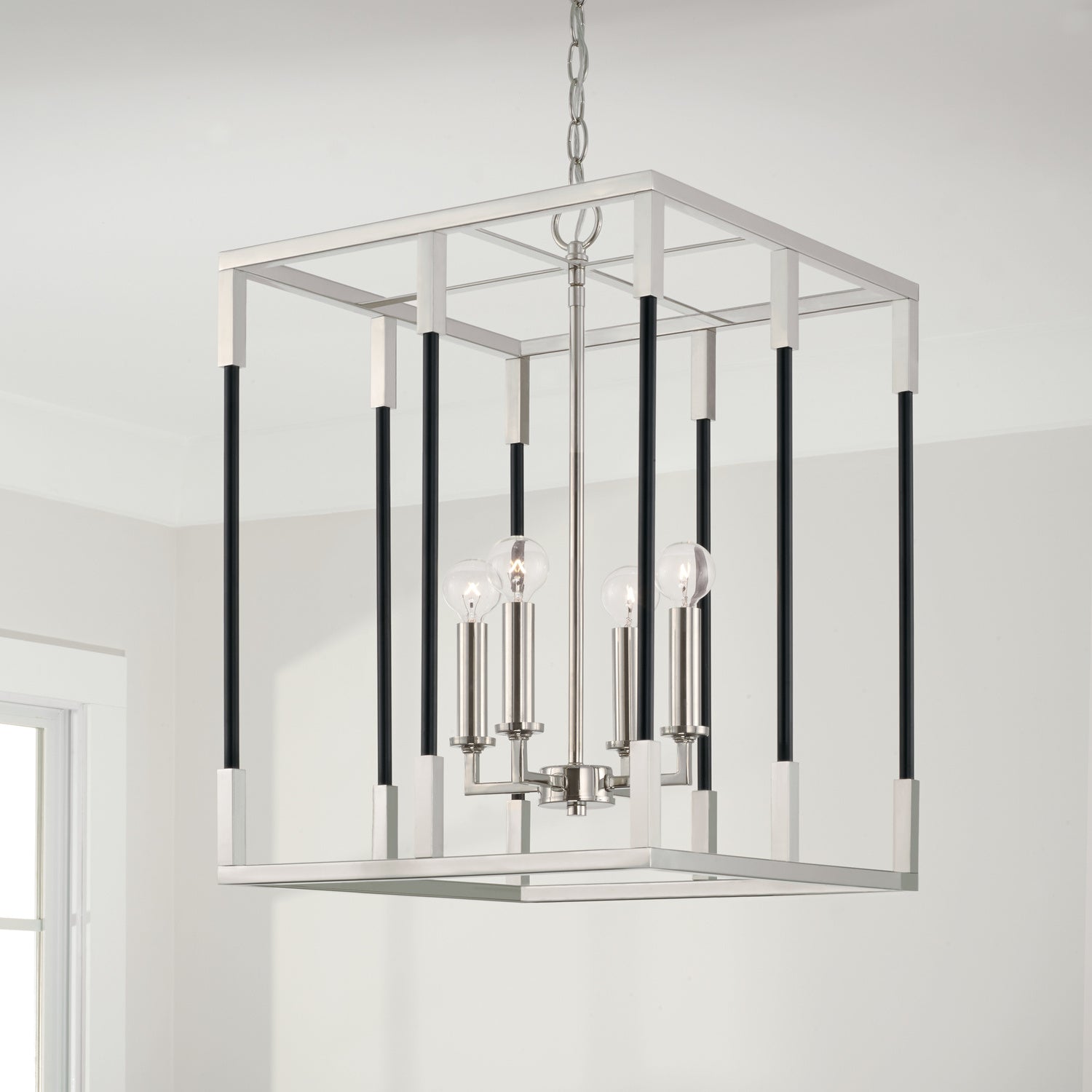 Capital Lighting - 544742NK - Four Light Foyer Pendant - Bleeker - Polished Nickel and Matte Black