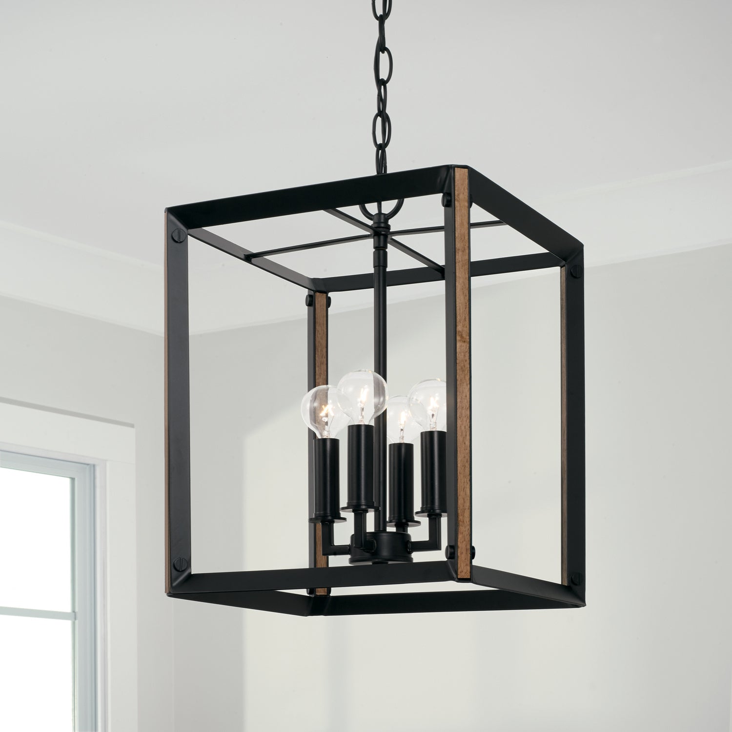 Capital Lighting - 545441KD - Four Light Foyer Pendant - Rowe - Matte Black and Brown Wood