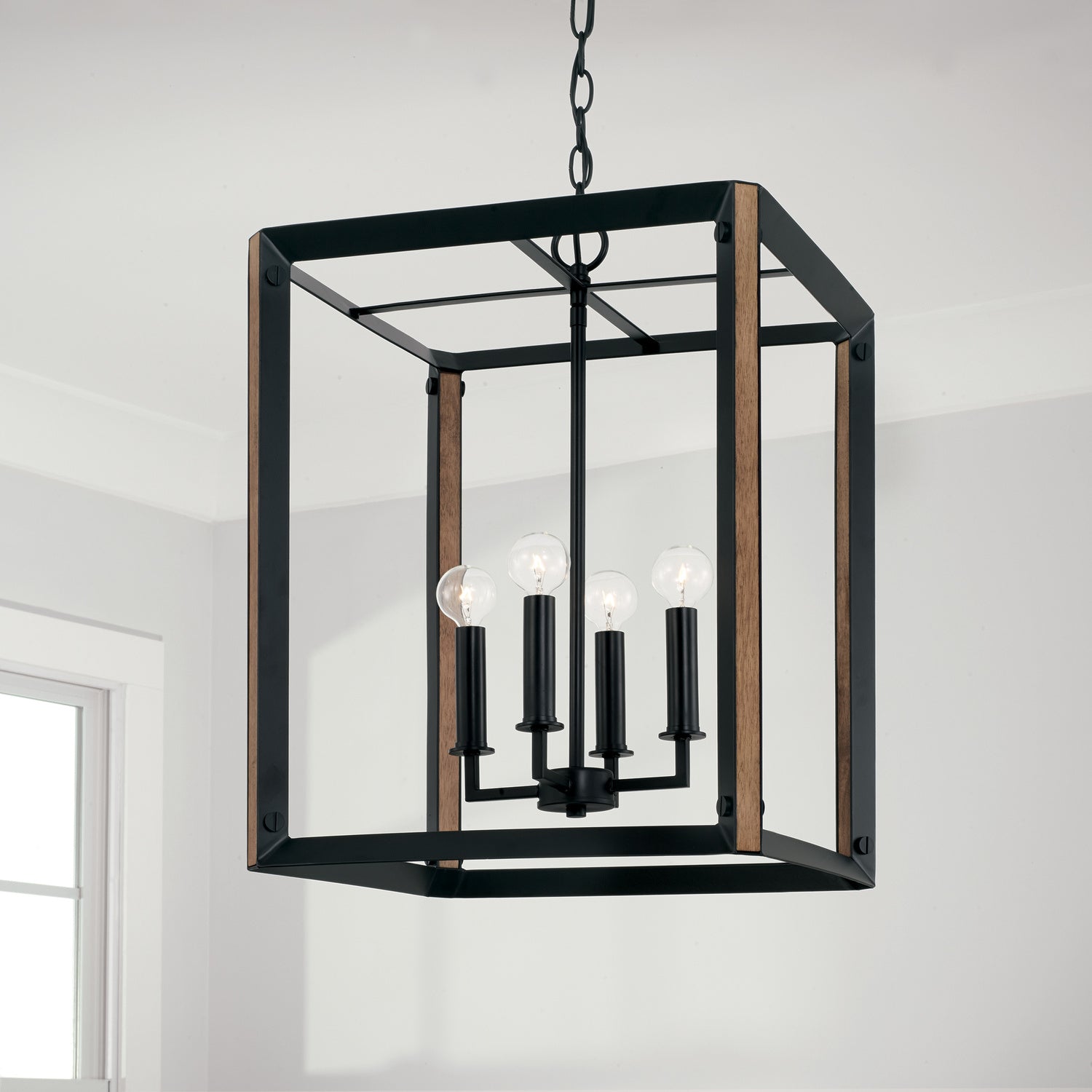 Capital Lighting - 545442KD - Four Light Foyer Pendant - Rowe - Matte Black and Brown Wood