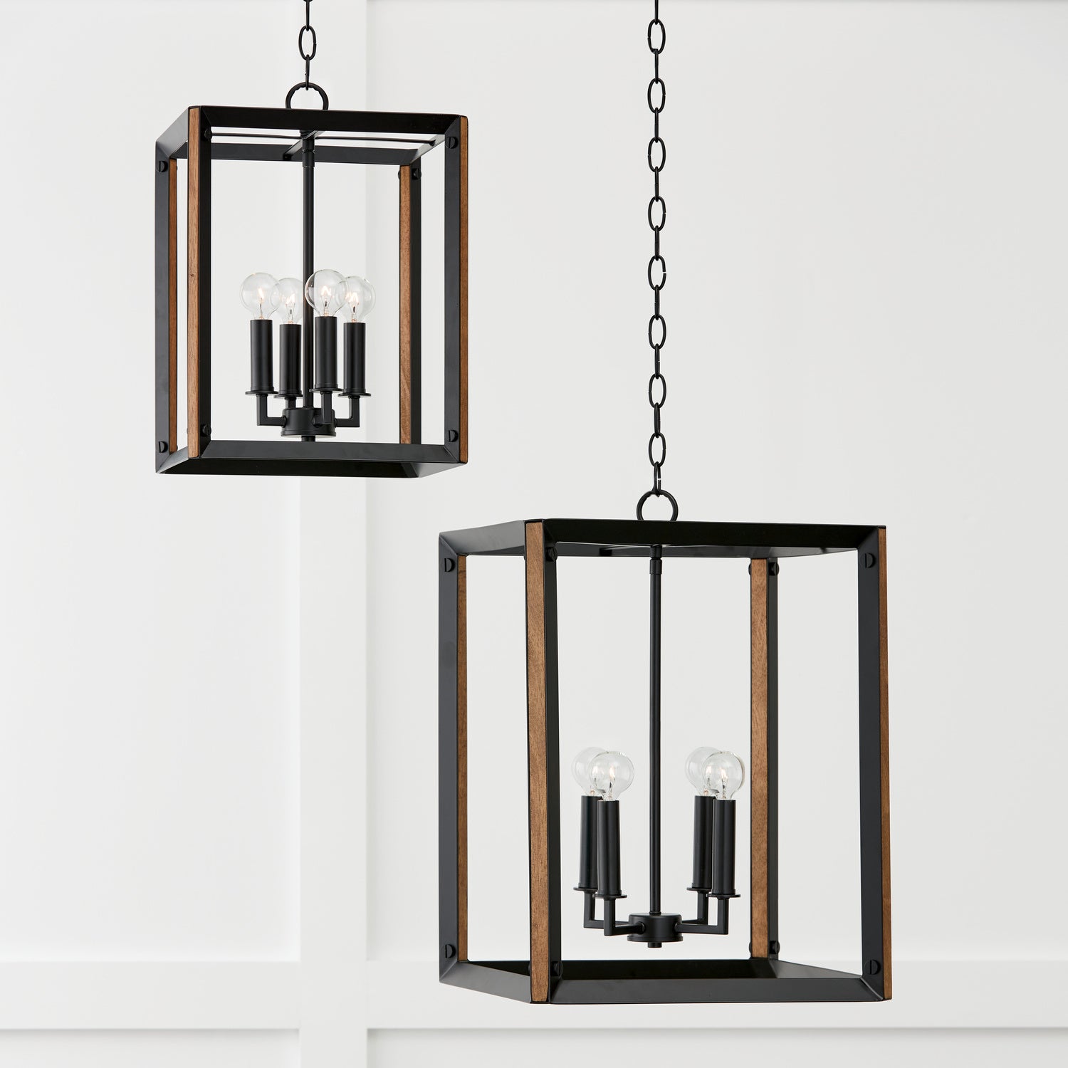 Capital Lighting - 545442KD - Four Light Foyer Pendant - Rowe - Matte Black and Brown Wood
