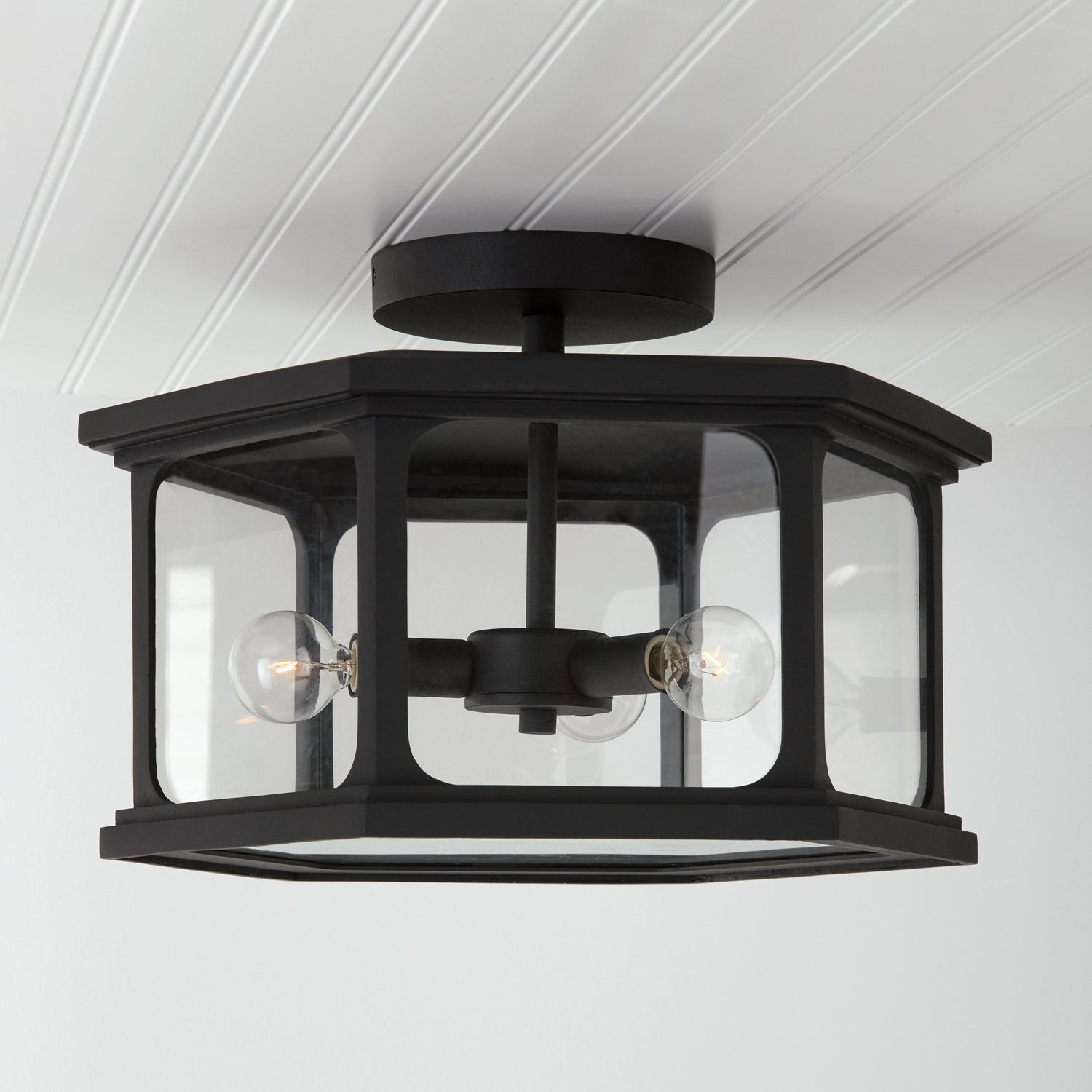 Capital Lighting - 946632BK - Three Light Outdoor Semi Flush Mount - Walton - Black