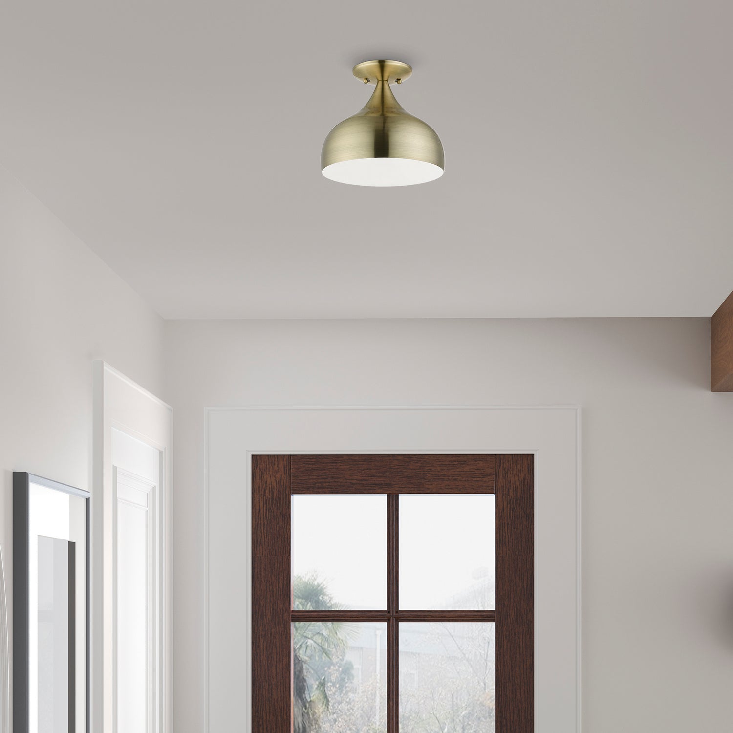 Livex Lighting - 40980-01 - One Light Semi-Flush Mount - Amador - Antique Brass