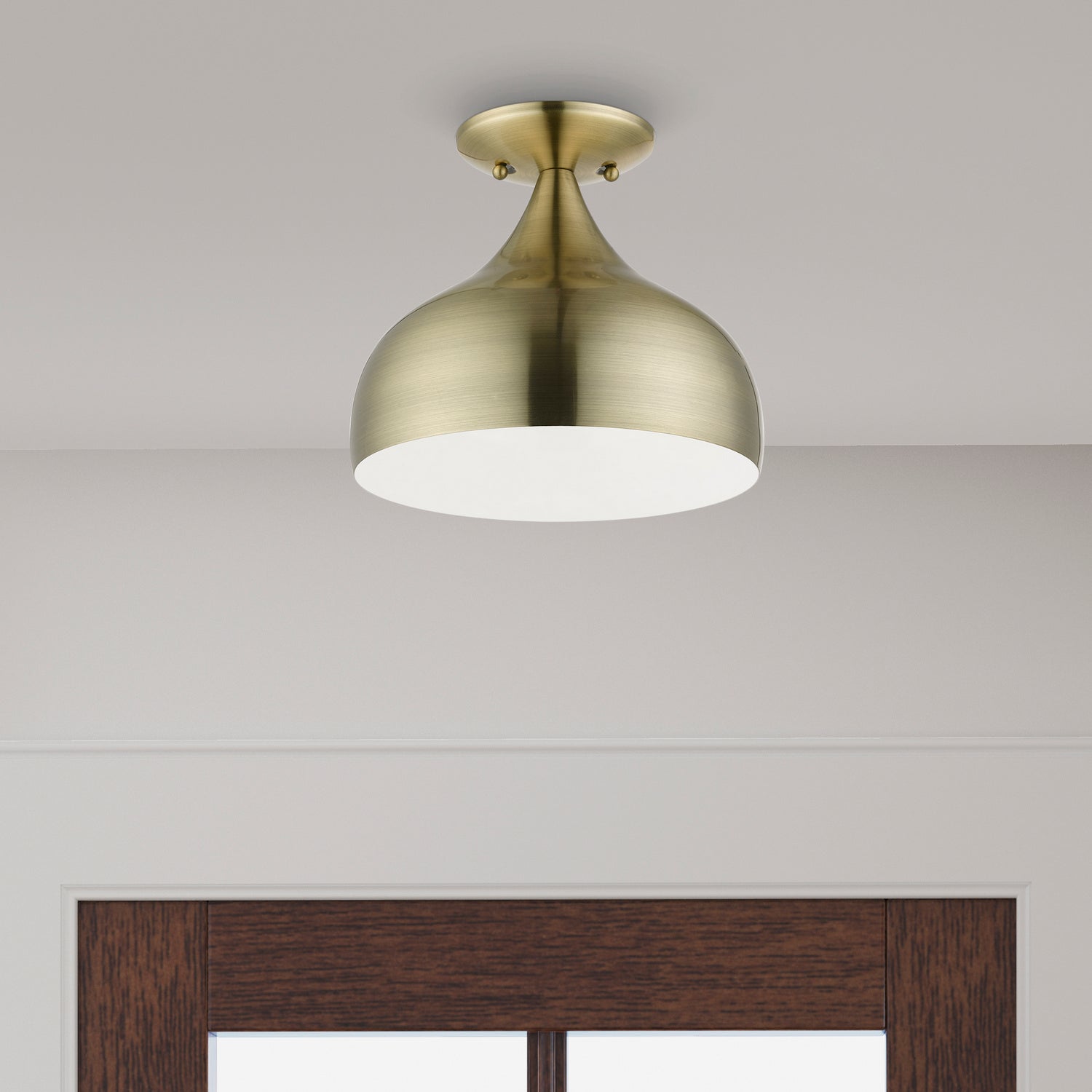 Livex Lighting - 40980-01 - One Light Semi-Flush Mount - Amador - Antique Brass