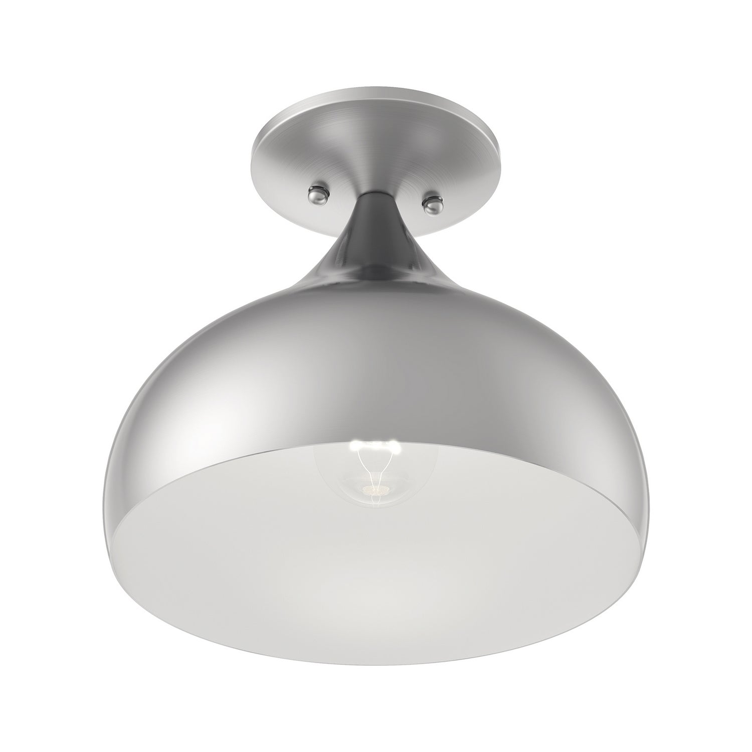 Livex Lighting - 40980-91 - One Light Semi-Flush Mount - Amador - Brushed Nickel