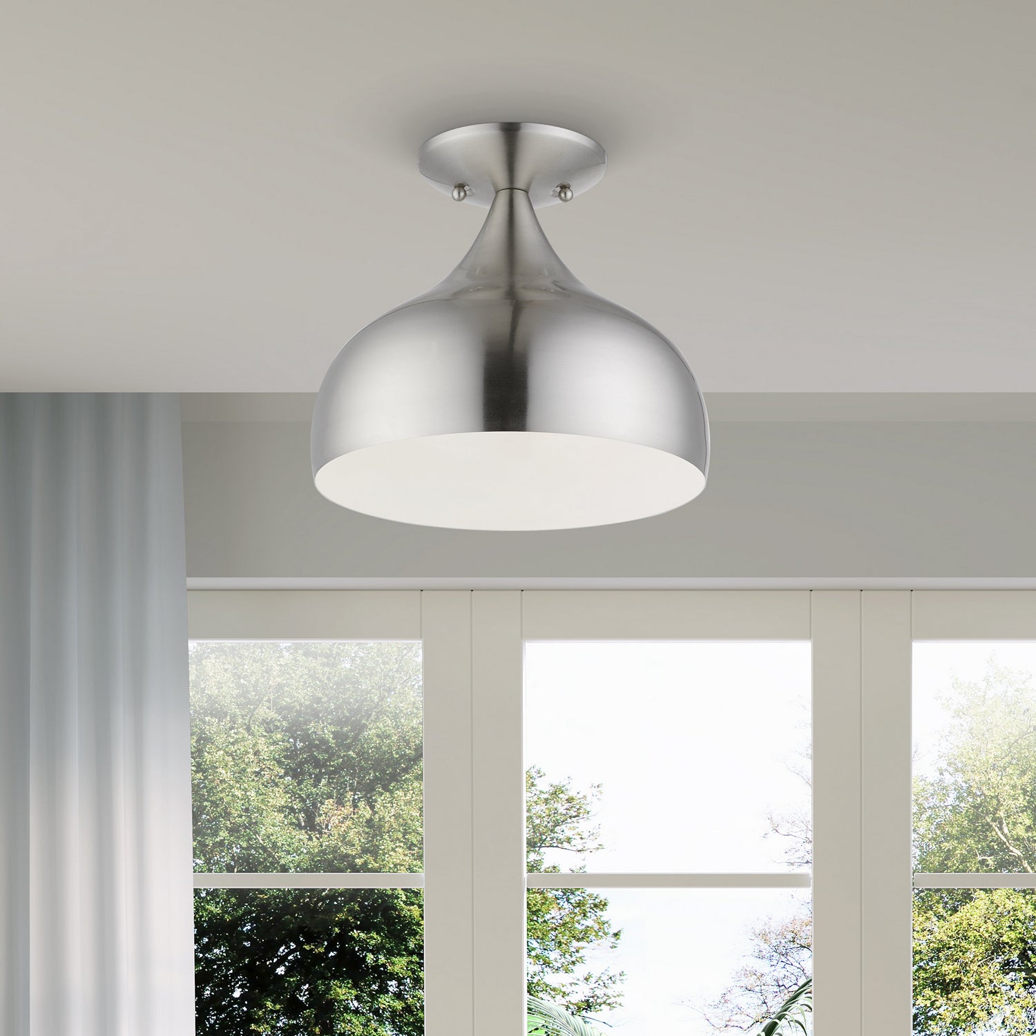 Livex Lighting - 40980-91 - One Light Semi-Flush Mount - Amador - Brushed Nickel