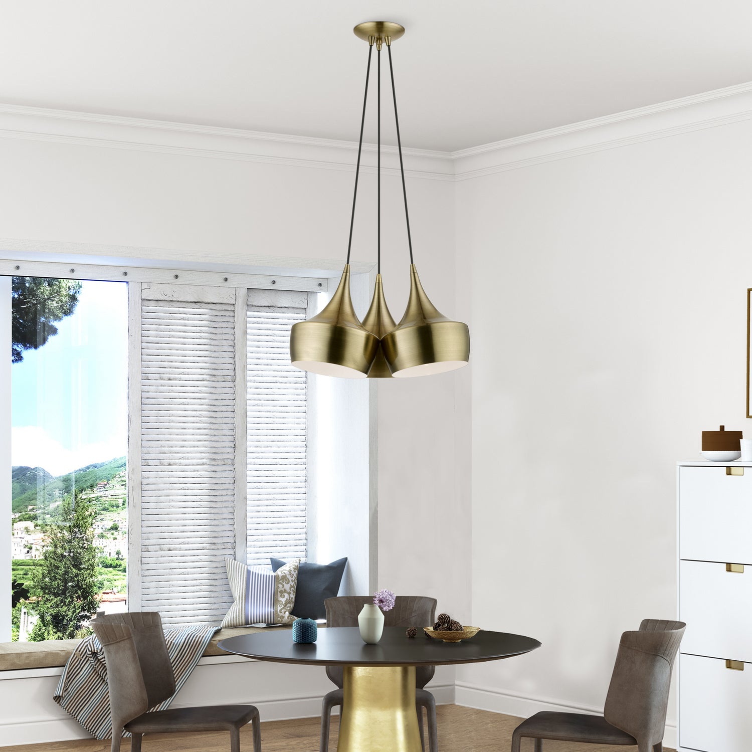 Livex Lighting - 40993-01 - Three Light Pendant - Waldorf - Antique Brass