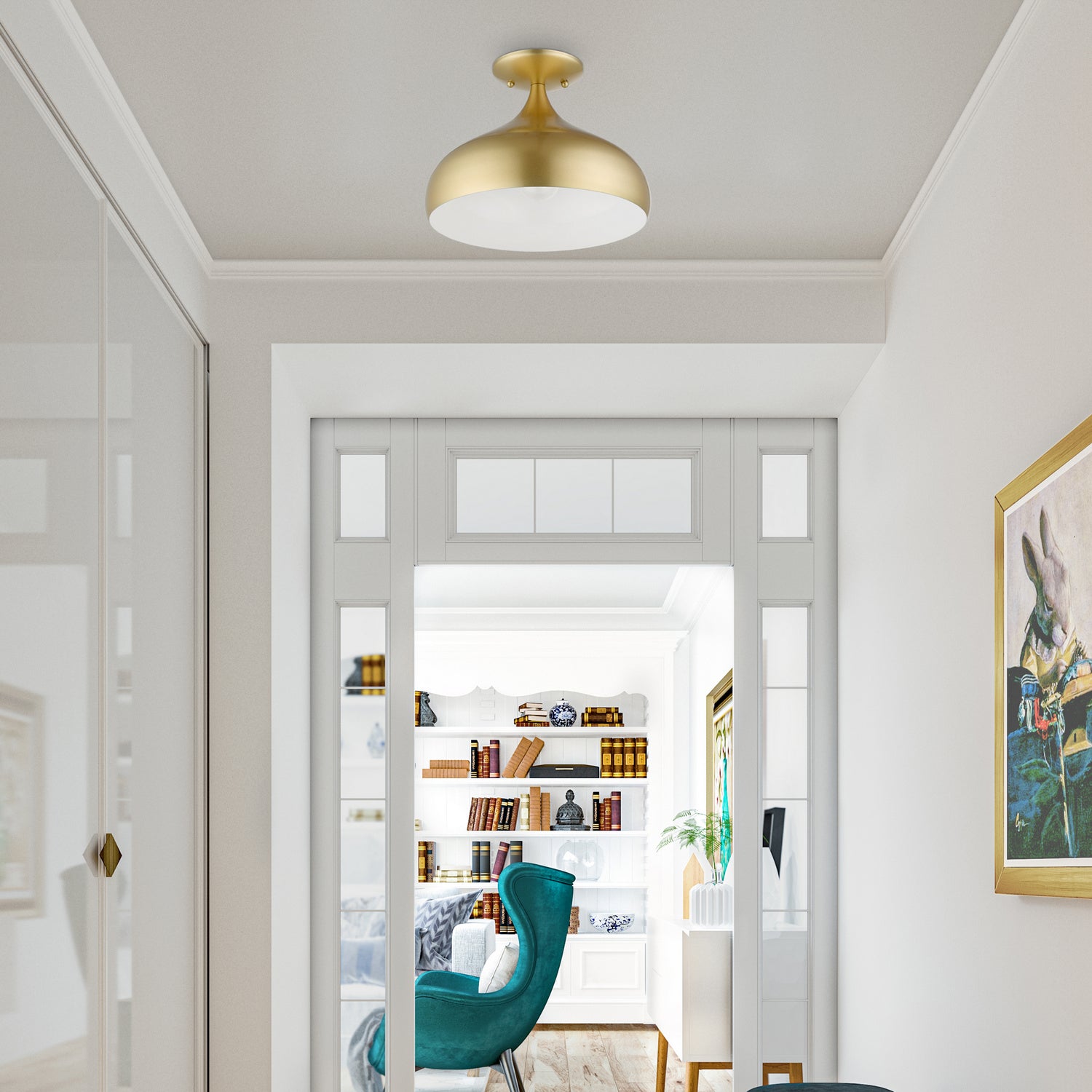 Livex Lighting - 41050-33 - One Light Semi-Flush Mount - Amador - Soft Gold