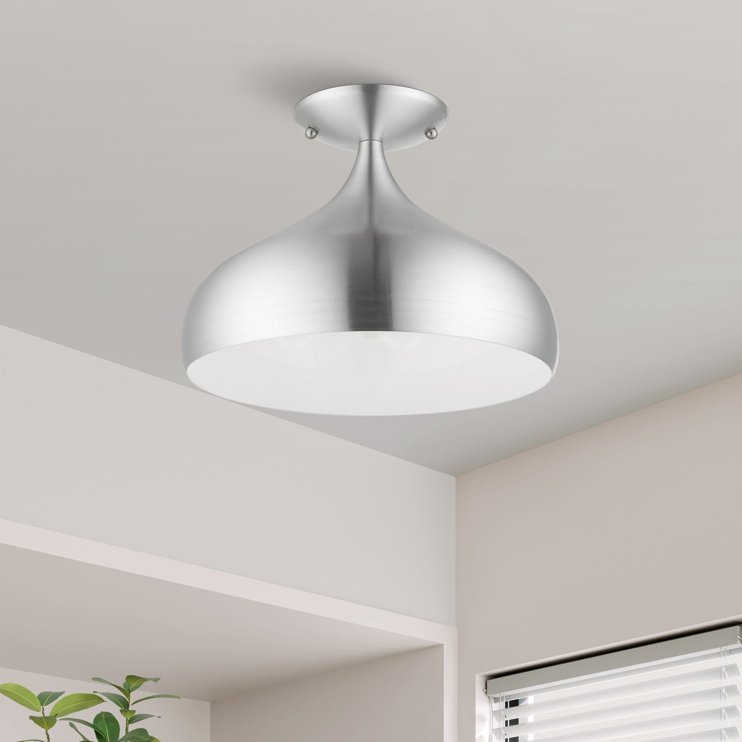 Livex Lighting - 41050-66 - One Light Semi-Flush Mount - Amador - Brushed Aluminum