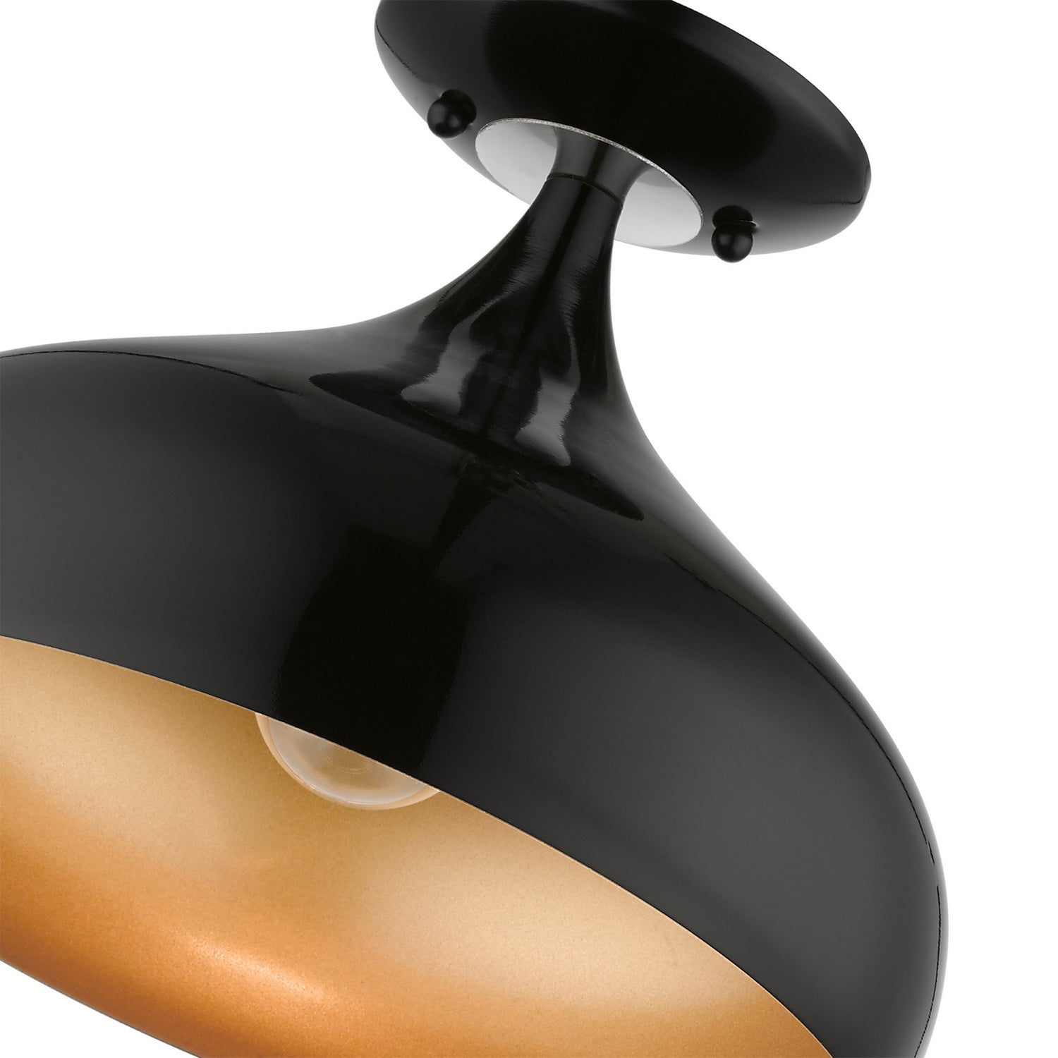 Livex Lighting - 41050-68 - One Light Semi-Flush Mount - Amador - Shiny Black w/ Polished Chromes