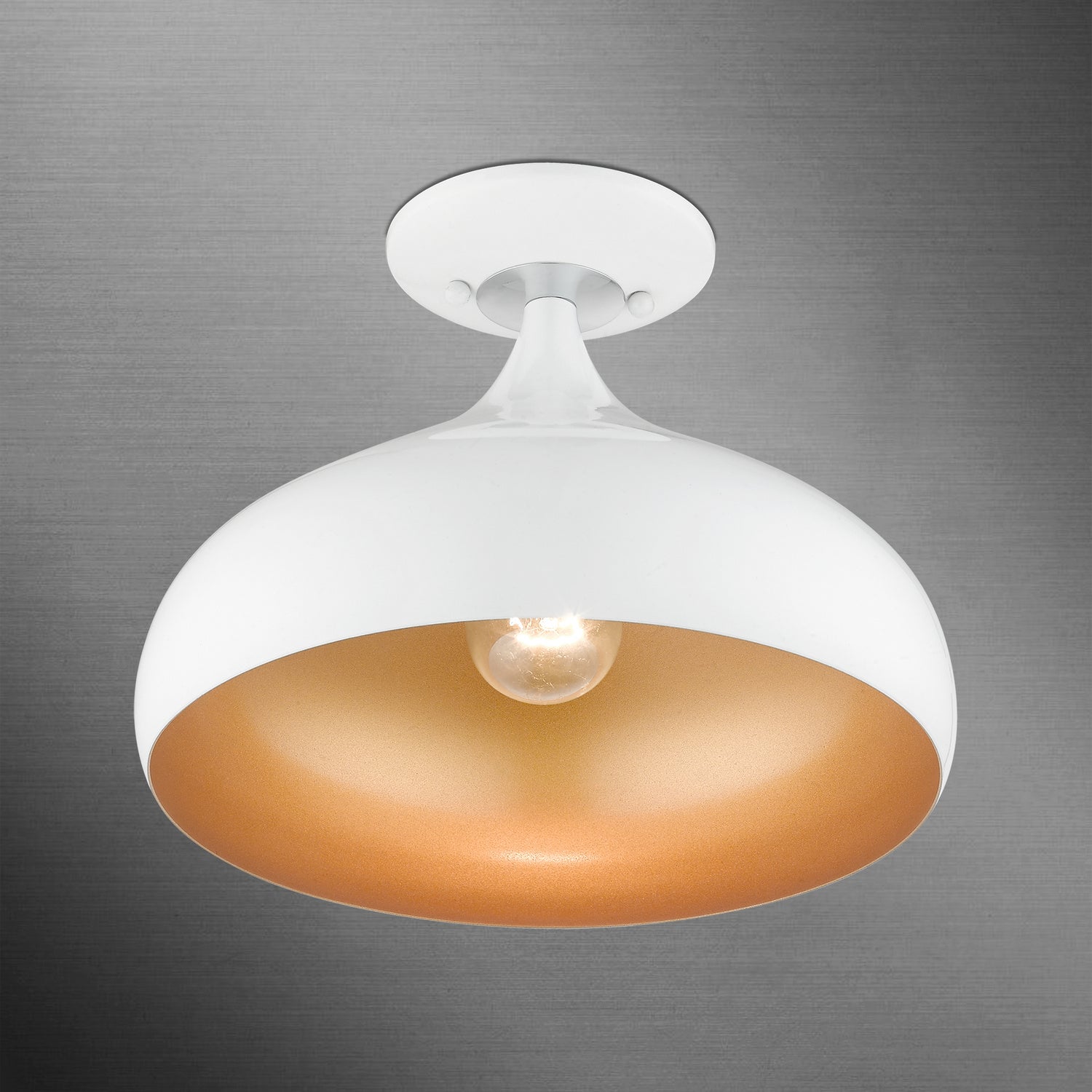 Livex Lighting - 41050-69 - One Light Semi-Flush Mount - Amador - Shiny White w/ Polished Chromes