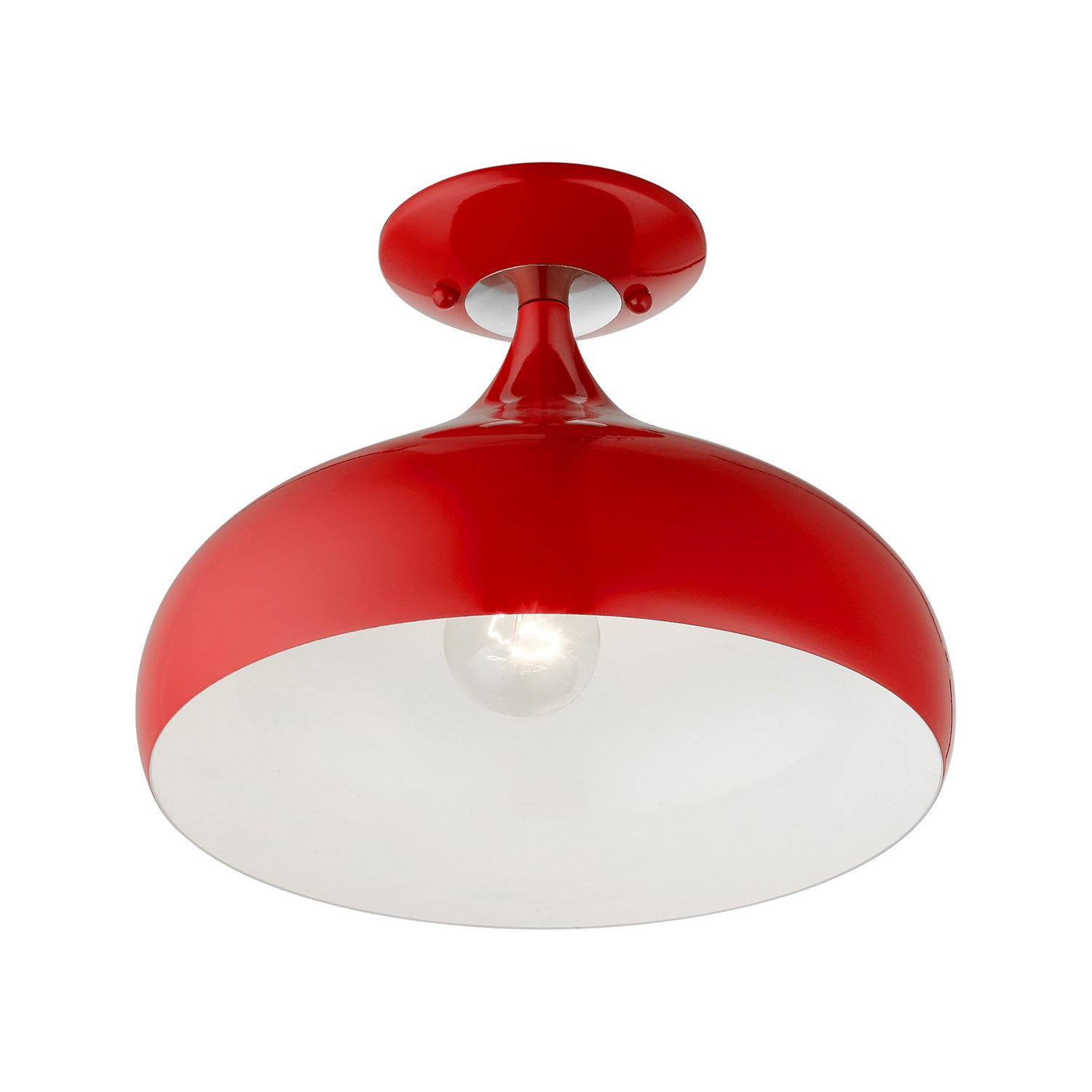 Livex Lighting - 41050-72 - One Light Semi-Flush Mount - Amador - Shiny Red w/ Polished Chromes