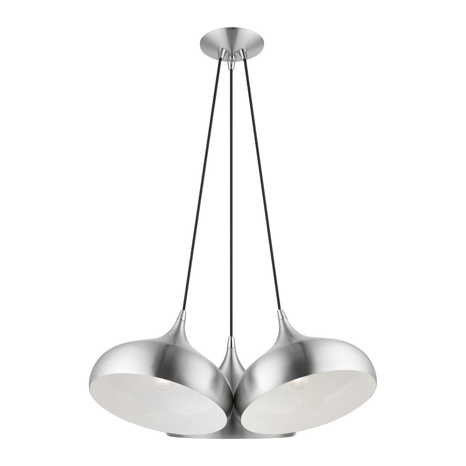 Livex Lighting - 41053-66 - Three Light Pendant - Amador - Brushed Aluminum w/ Polished Chromes