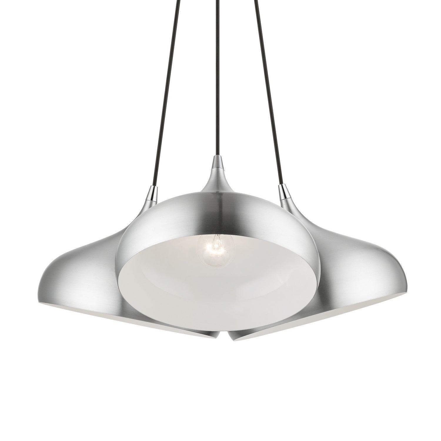 Livex Lighting - 41053-66 - Three Light Pendant - Amador - Brushed Aluminum w/ Polished Chromes
