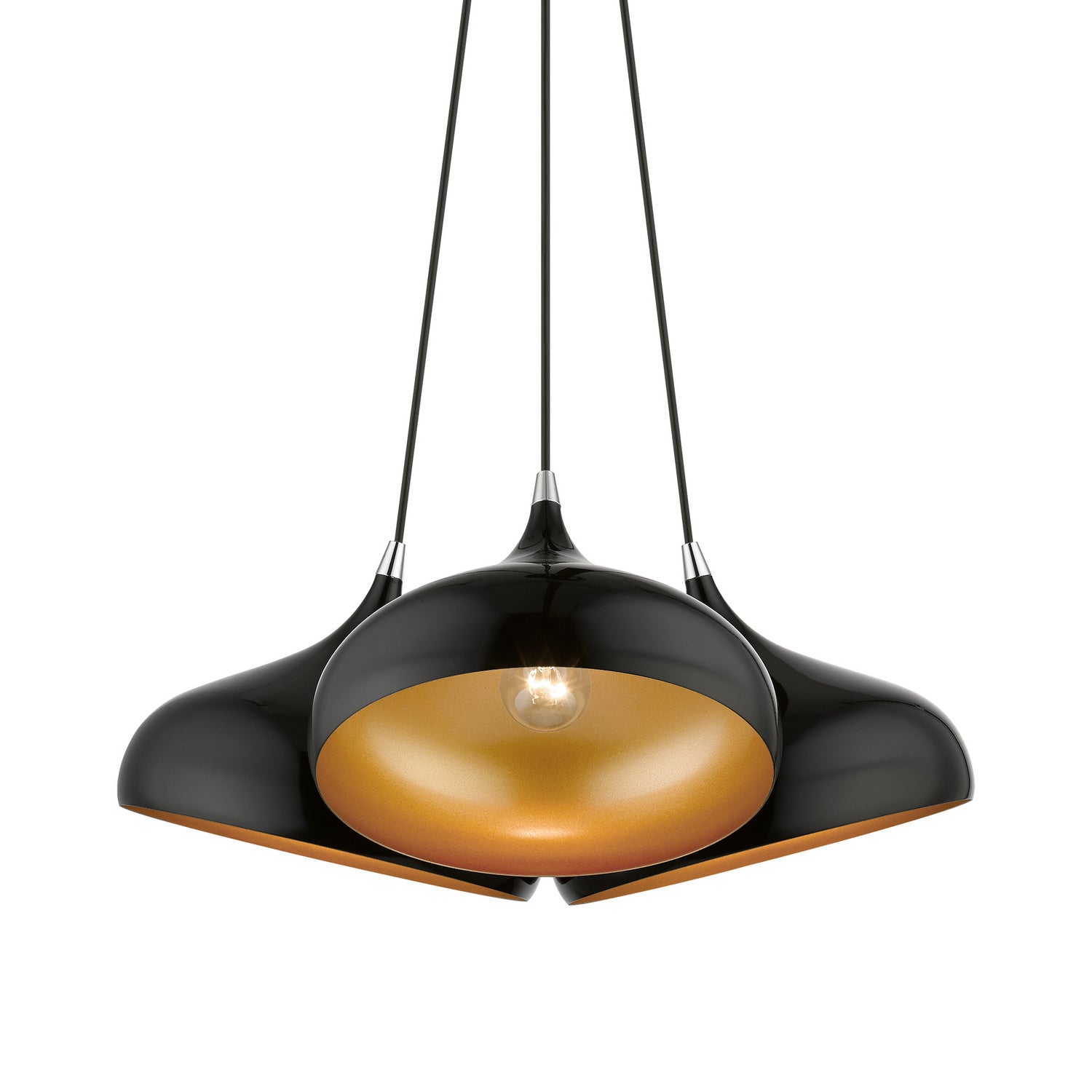 Livex Lighting - 41053-68 - Three Light Pendant - Amador - Shiny Black w/ Polished Chromes