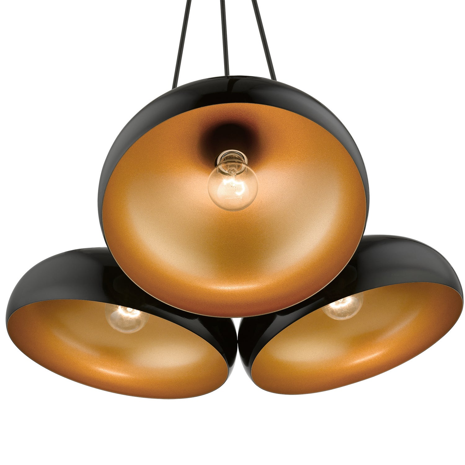 Livex Lighting - 41053-68 - Three Light Pendant - Amador - Shiny Black w/ Polished Chromes