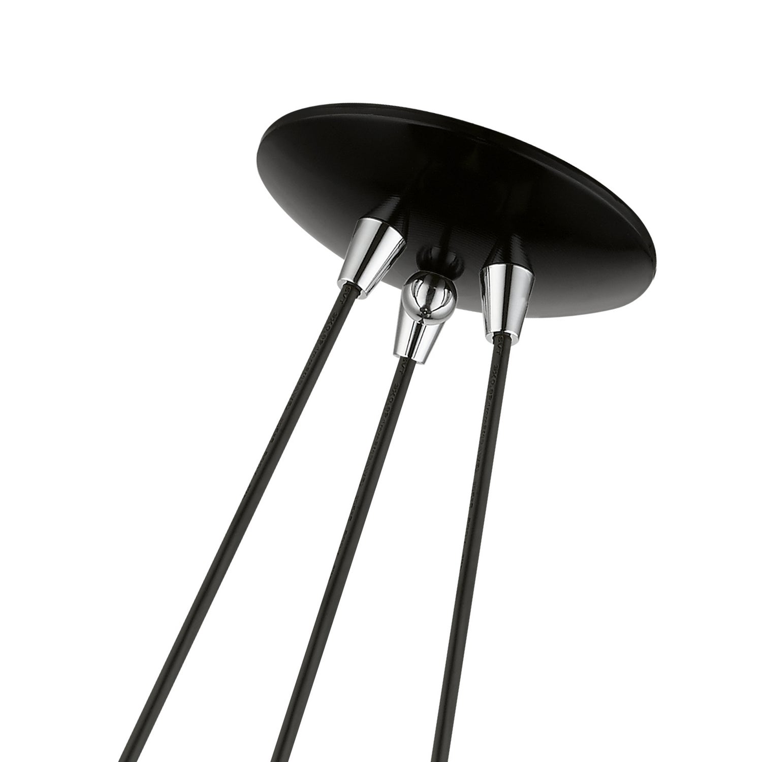 Livex Lighting - 41053-68 - Three Light Pendant - Amador - Shiny Black w/ Polished Chromes