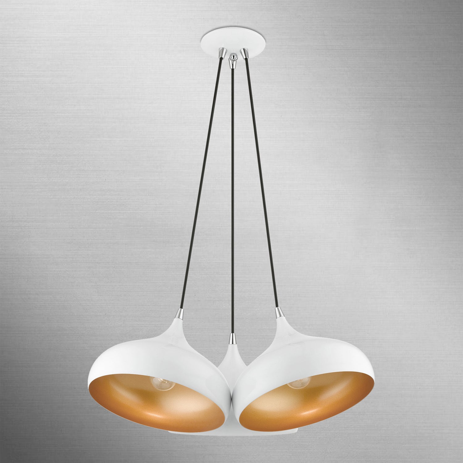 Livex Lighting - 41053-69 - Three Light Pendant - Amador - Shiny White w/ Polished Chromes