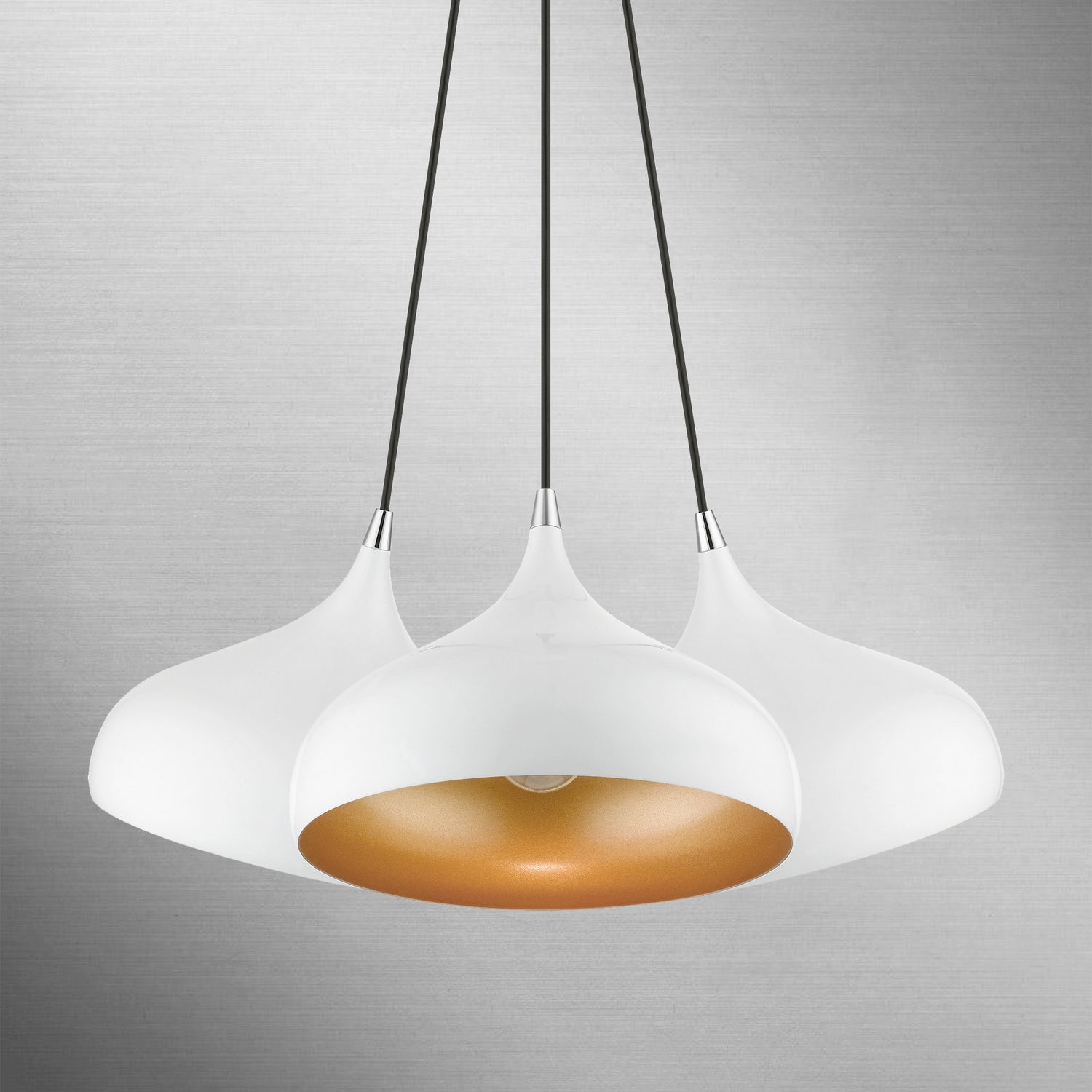 Livex Lighting - 41053-69 - Three Light Pendant - Amador - Shiny White w/ Polished Chromes