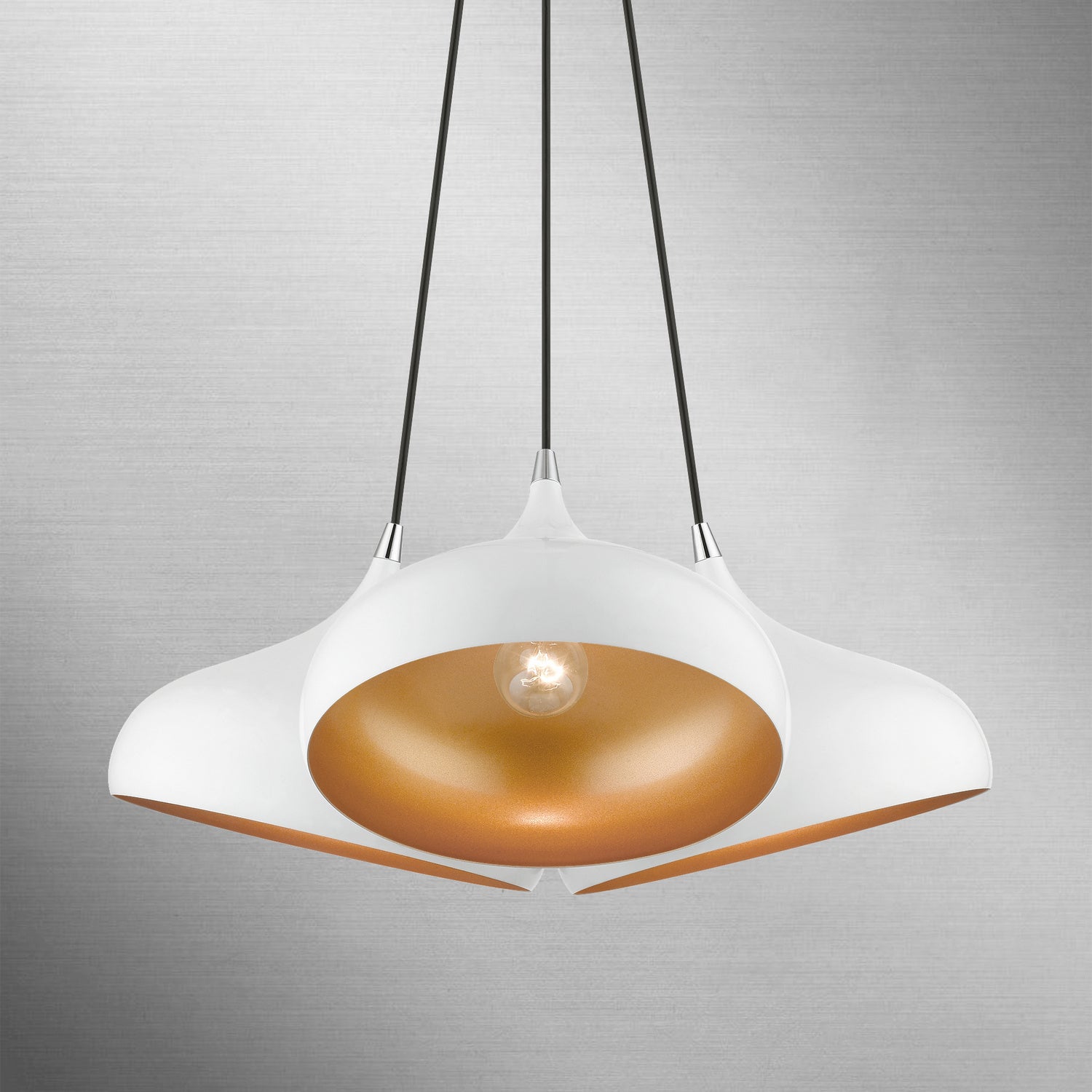 Livex Lighting - 41053-69 - Three Light Pendant - Amador - Shiny White w/ Polished Chromes