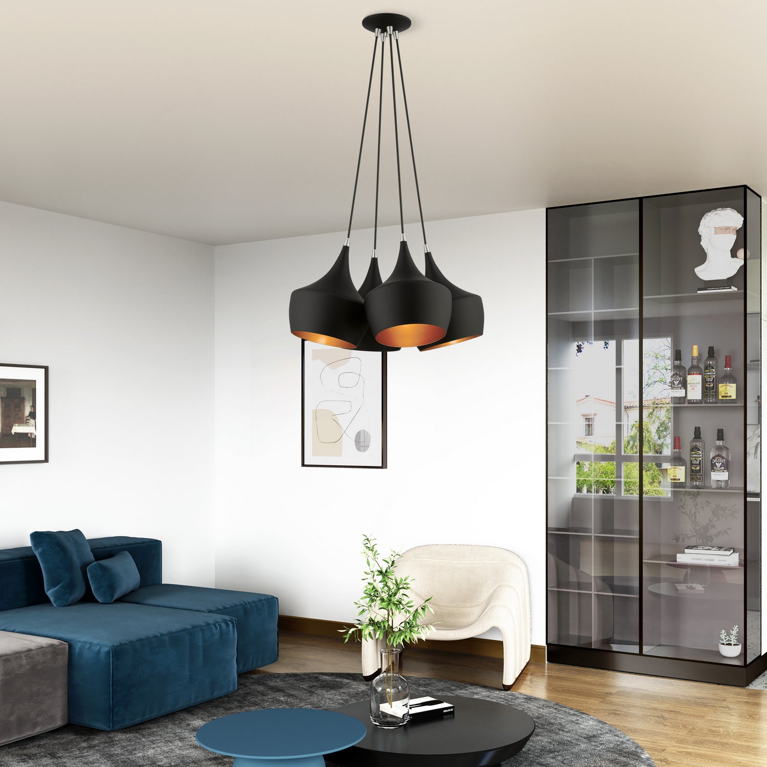 Livex Lighting - 41084-04 - Four Light Pendant - Waldorf - Black